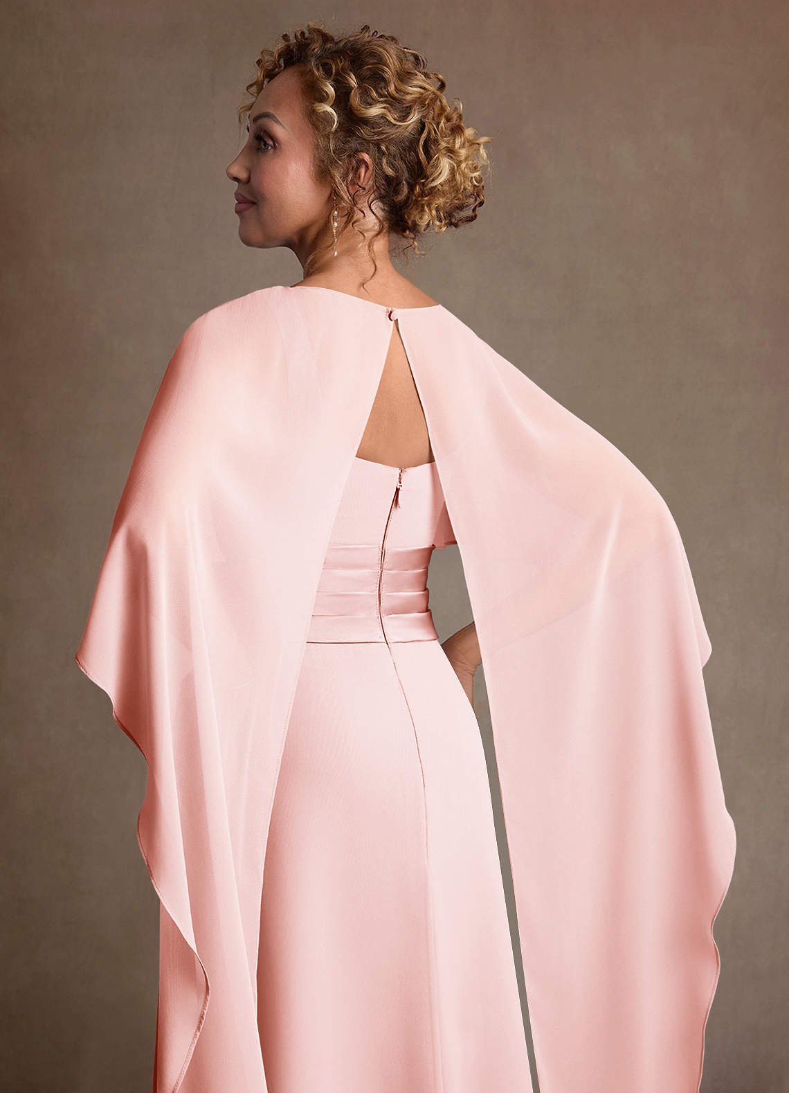 Azazie Marilla Mother of the Bride Dresses Blushing Pink A-Line Pleated Chiffon Dress image6