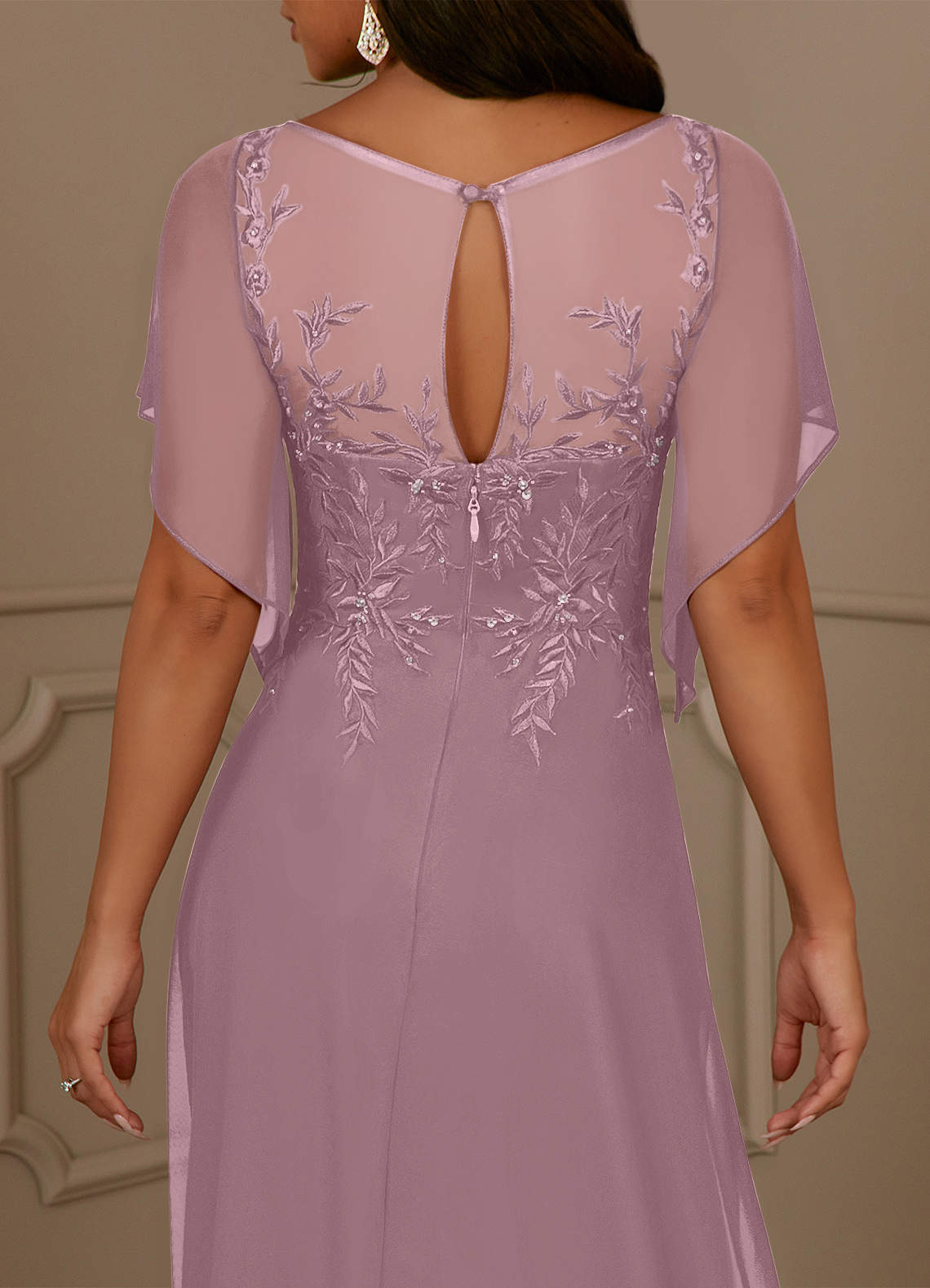 Azazie Cavell Mother of the Bride Dresses Dusty Rose A-Line Sequins Mesh Dress image6