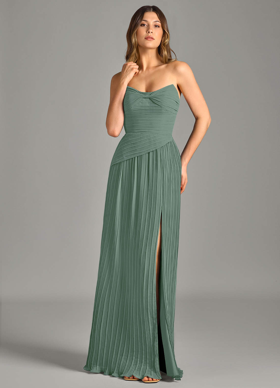 Azazie Becka Ready to Ship Eucalyptus Chiffon Bridesmaid Dresses