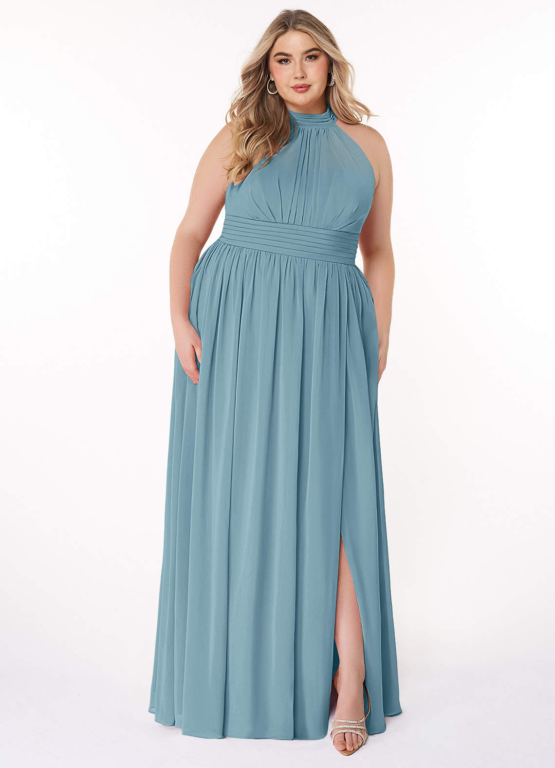Azazie Iman Bridesmaid Dresses Moody Blue A-Line A-Line Ruched Chiffon Dress image1