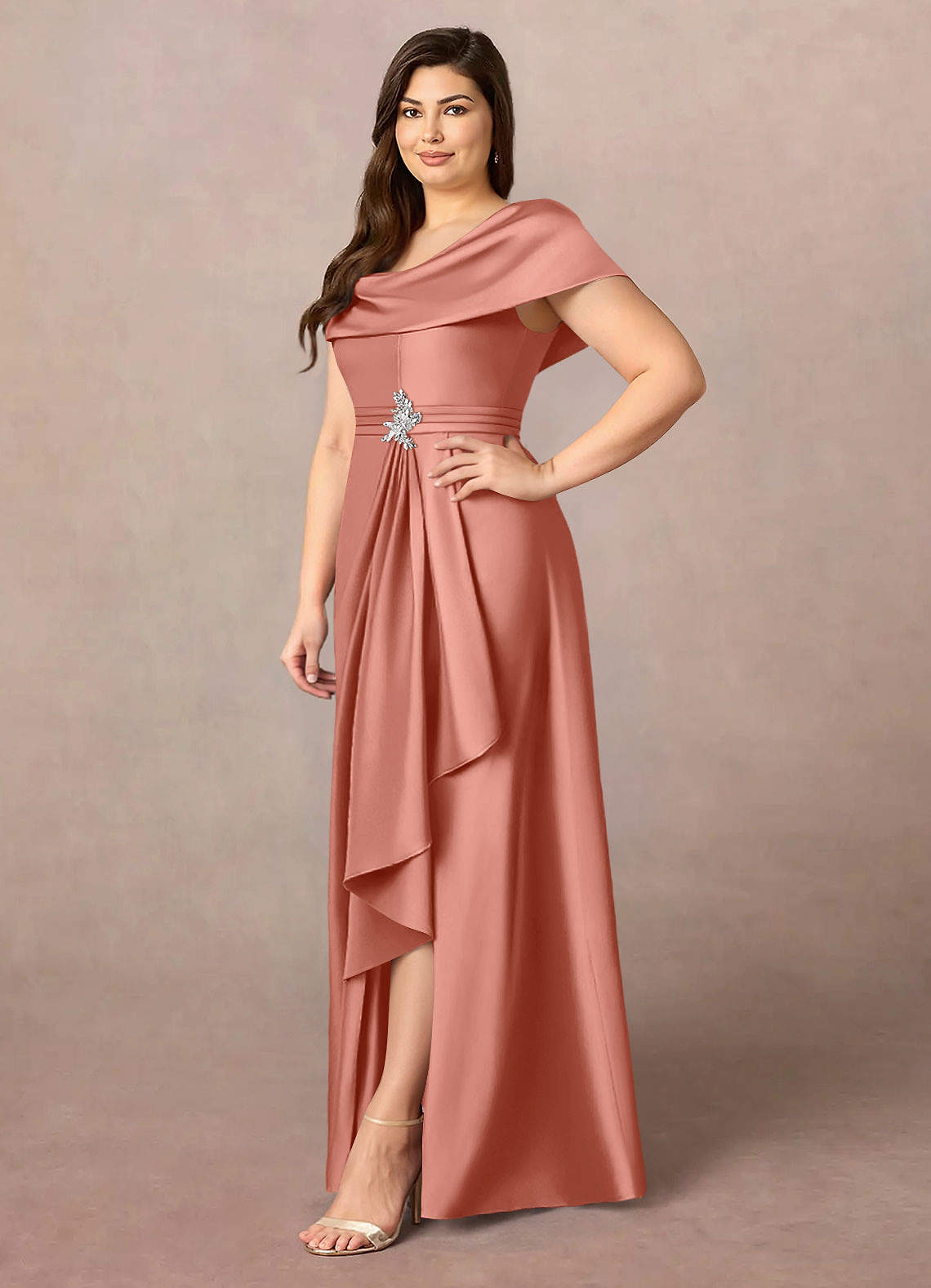 salmon pink dress plus size Salmon Pink Plus Size Bridesmaid Dresses