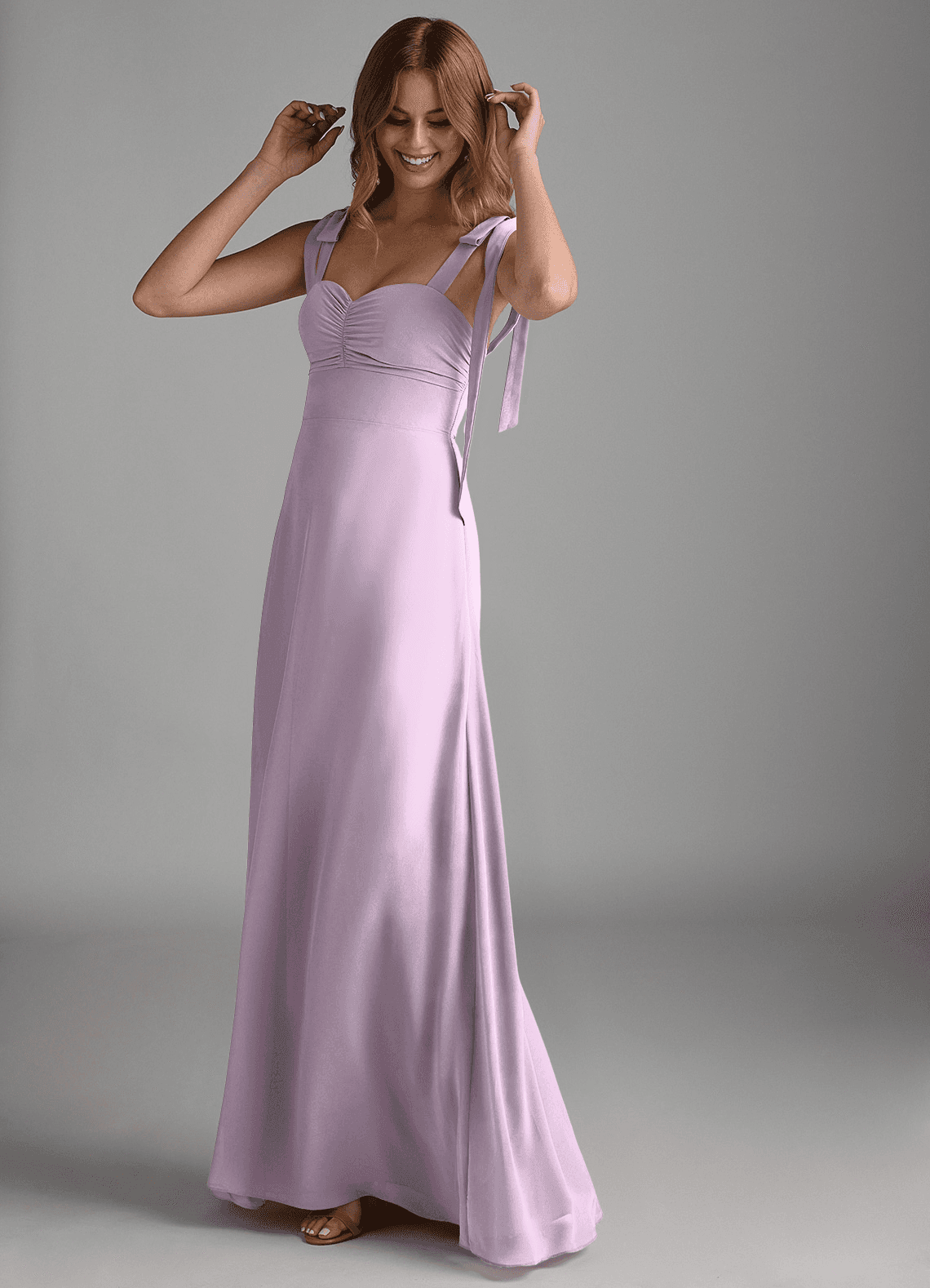 Azazie Lizet Bridesmaid Dresses Frosted Lilac A-Line Sweetheart Neckline Chiffon Dress image1