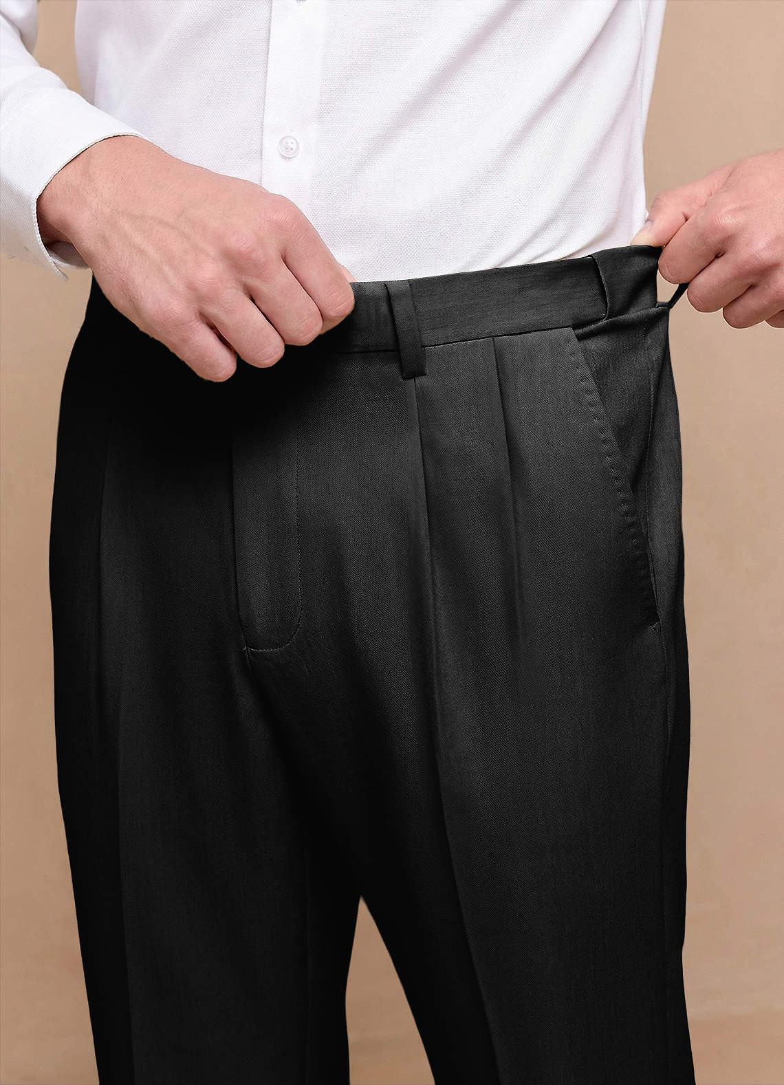 front Owen Black Lightweight Tailored Dress Pants