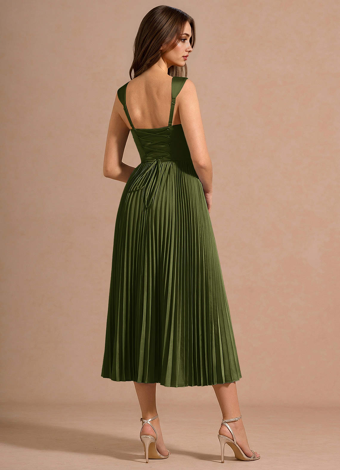 Avenelle Olive Mid Dress | Azazie
