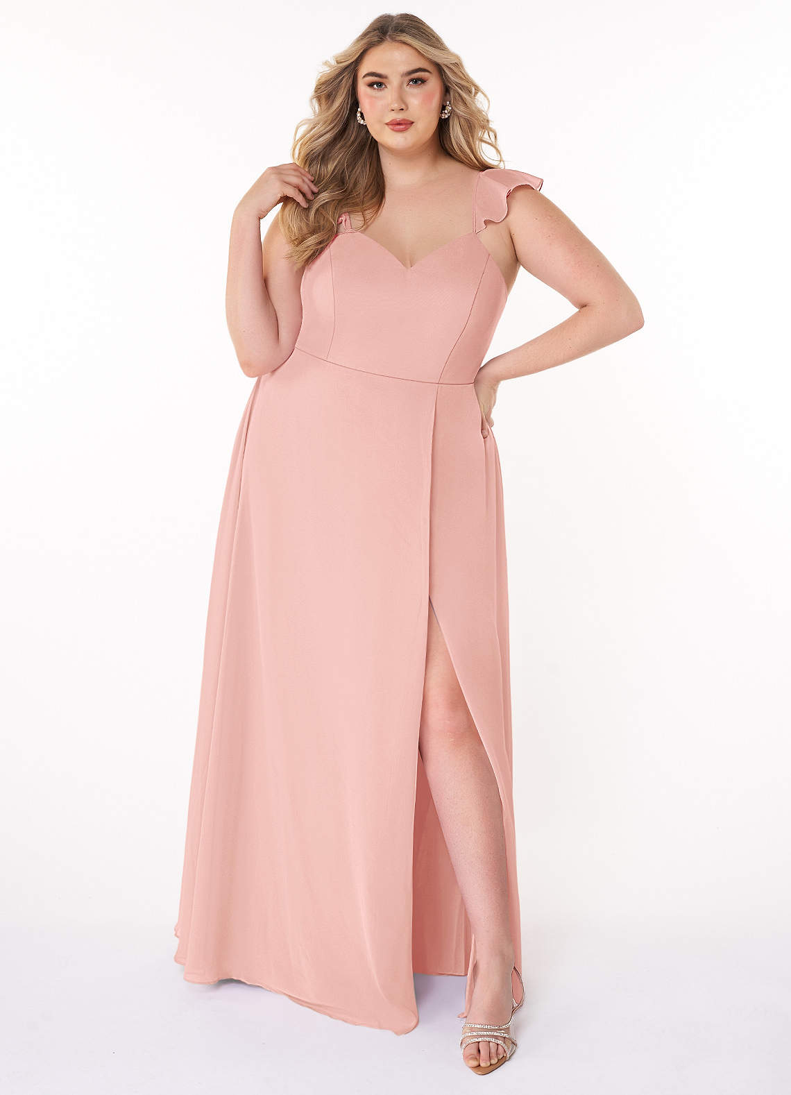 Azazie A-Line/Princess V-Neck Floor-Length Chiffon Bridesmaid Dresses - Rosette