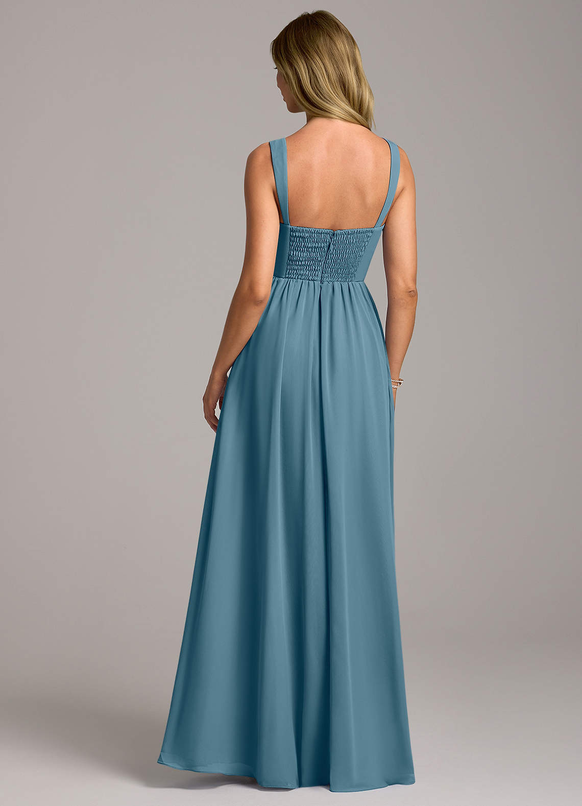 Azazie Rosaline Klänningar att prova hemma Klä av A-Linje i Chiffong Sidoslits Eukalyptus image5