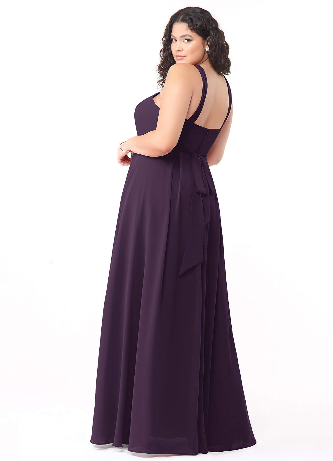 chiffon bridesmaid dresses plus size A-Line V-Neck Half Sleeves Plus Size Chiffon Bridesmaid Dresses With Split Side Pink