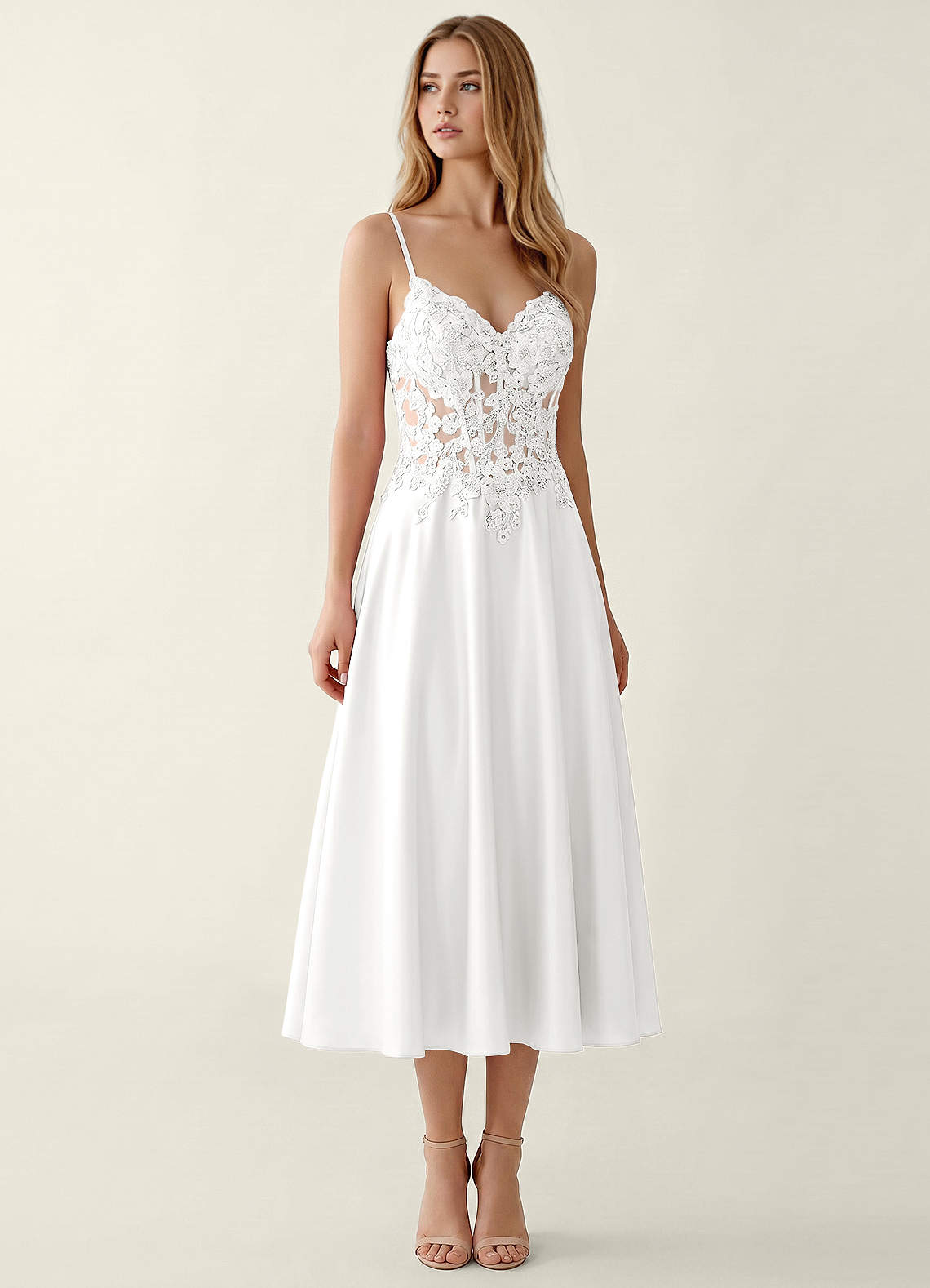 Corinna White Satin Lace Corset A-line Maxi Dress | Azazie Corinna White Satin Lace Corset A-line Maxi Dress | Azazie