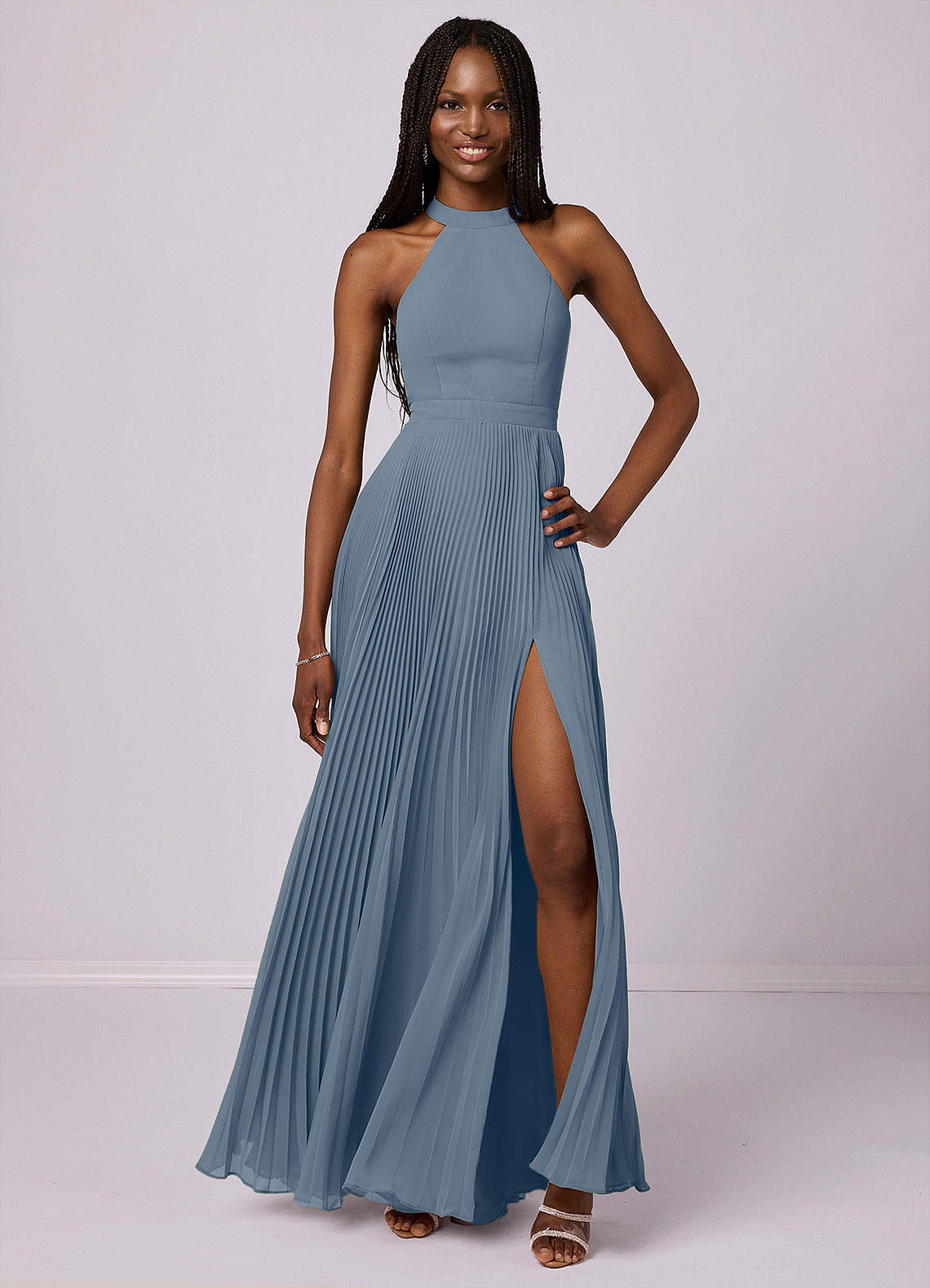navy blue dress for baby girl Sweetheart Pleated Criss-Cross Bodice Chiffon Floor Length Dress Xs / Coral main image 1