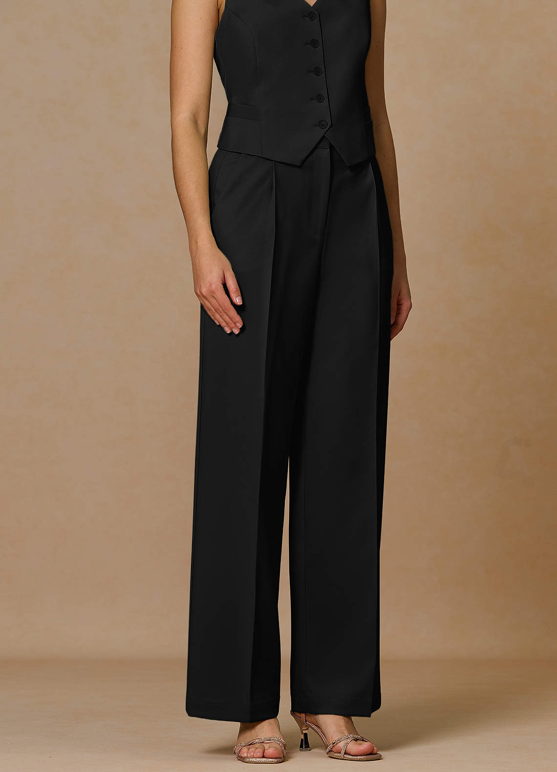 front Rowan Negro Pantalones de rendimiento de tejido refinado