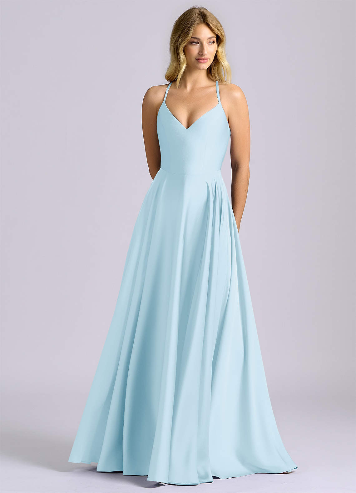 Azazie Truce Sky Blue Stretch Satin Bridesmaid Dresses | Azazie