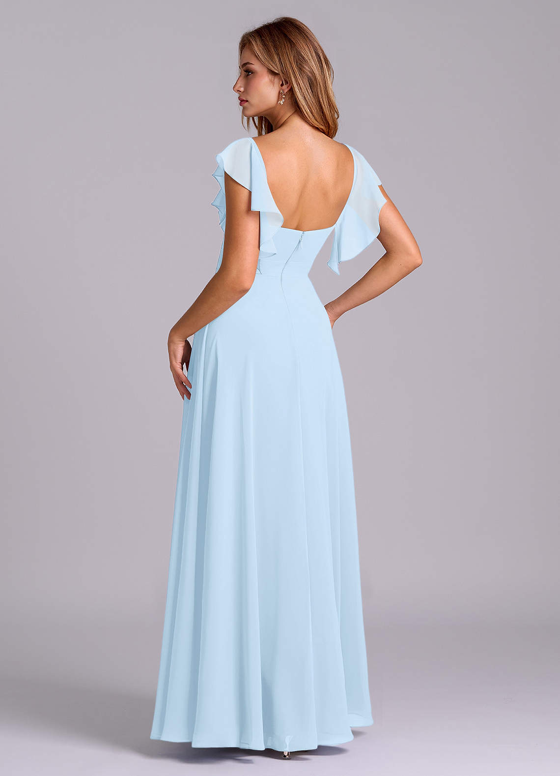 Azazie Leilani Bridesmaid Dresses Sky Blue A-Line Pleated Chiffon Dress image5