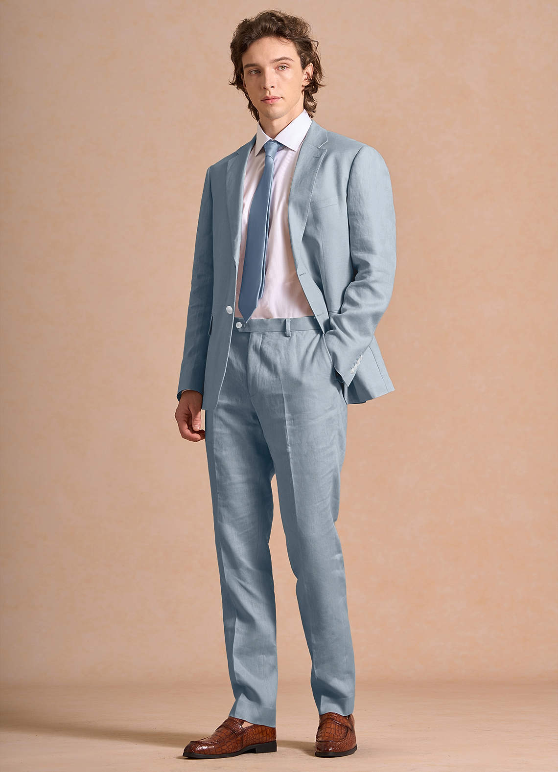 front Harrison Azul Polvoriento Traje 100% lino