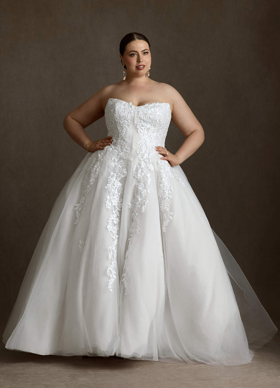 Azazie Sonnet Wedding Dresses Diamond White Ball-Gown Strapless Lace Dress image11