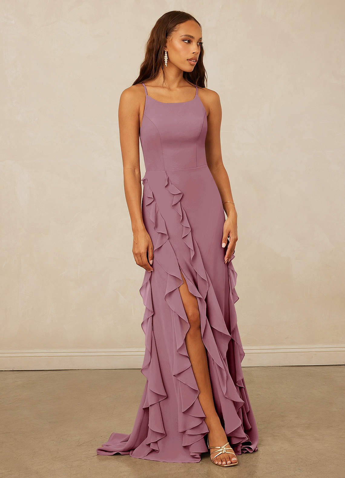 Christian Siriano Bridal for Azazie 1006 Bridesmaid Dresses Vintage Mauve Mermaid Ruched Chiffon Dress image1