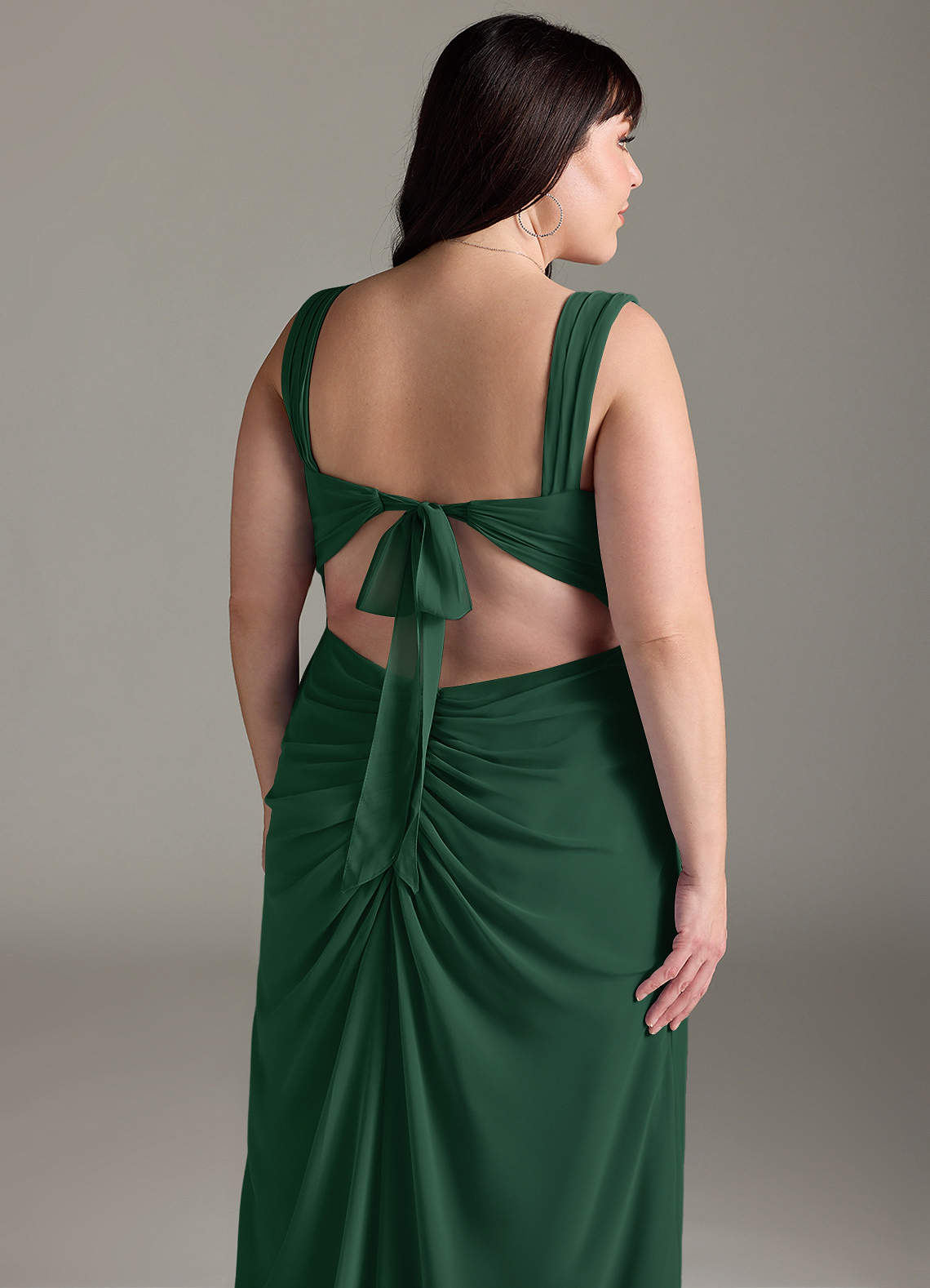 Azazie Jesaphine Bridesmaid Dresses Dark Green Sheath Bow Chiffon Dress image13