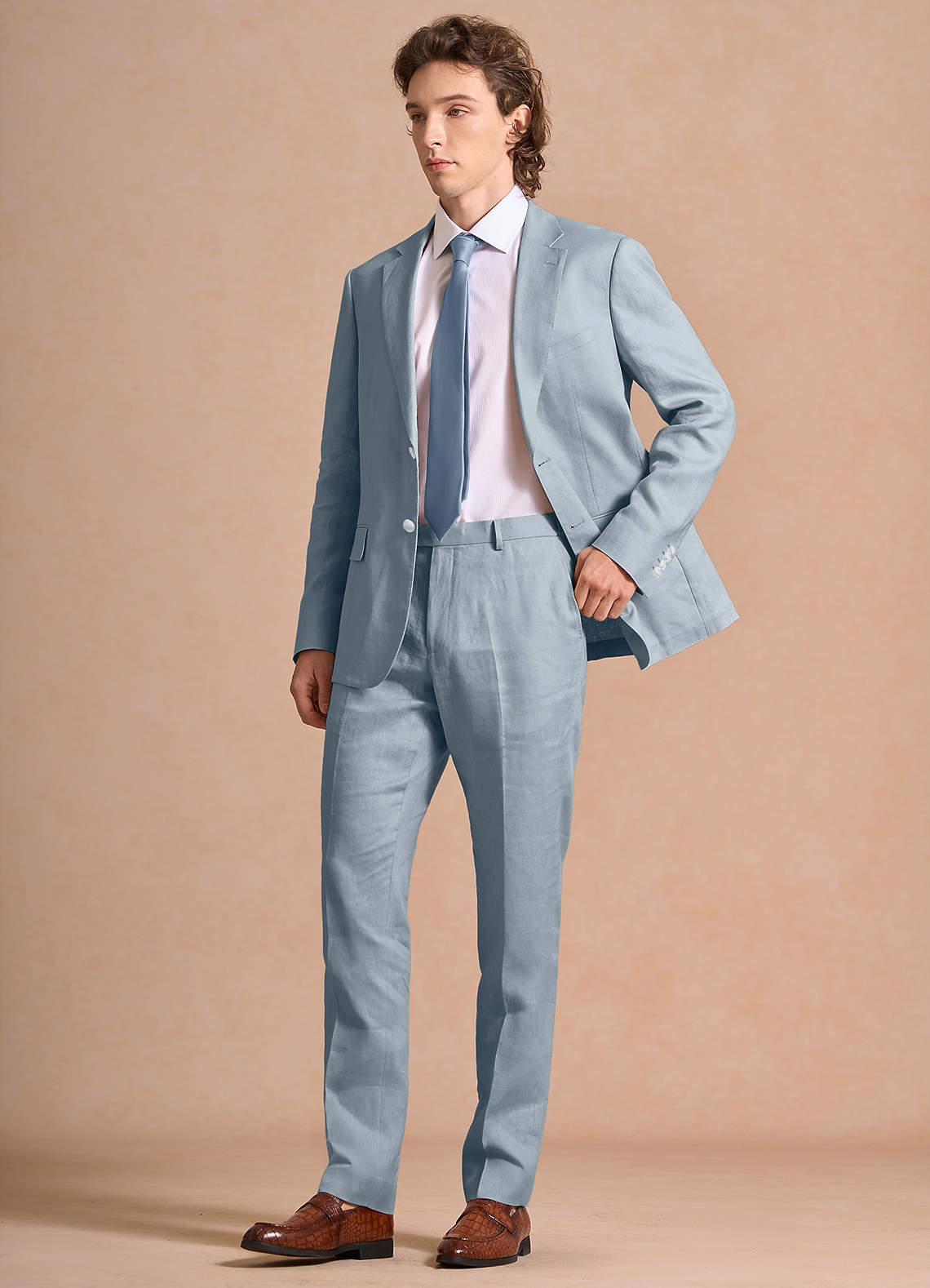 front Harrison Azul Polvoriento Traje 100% lino