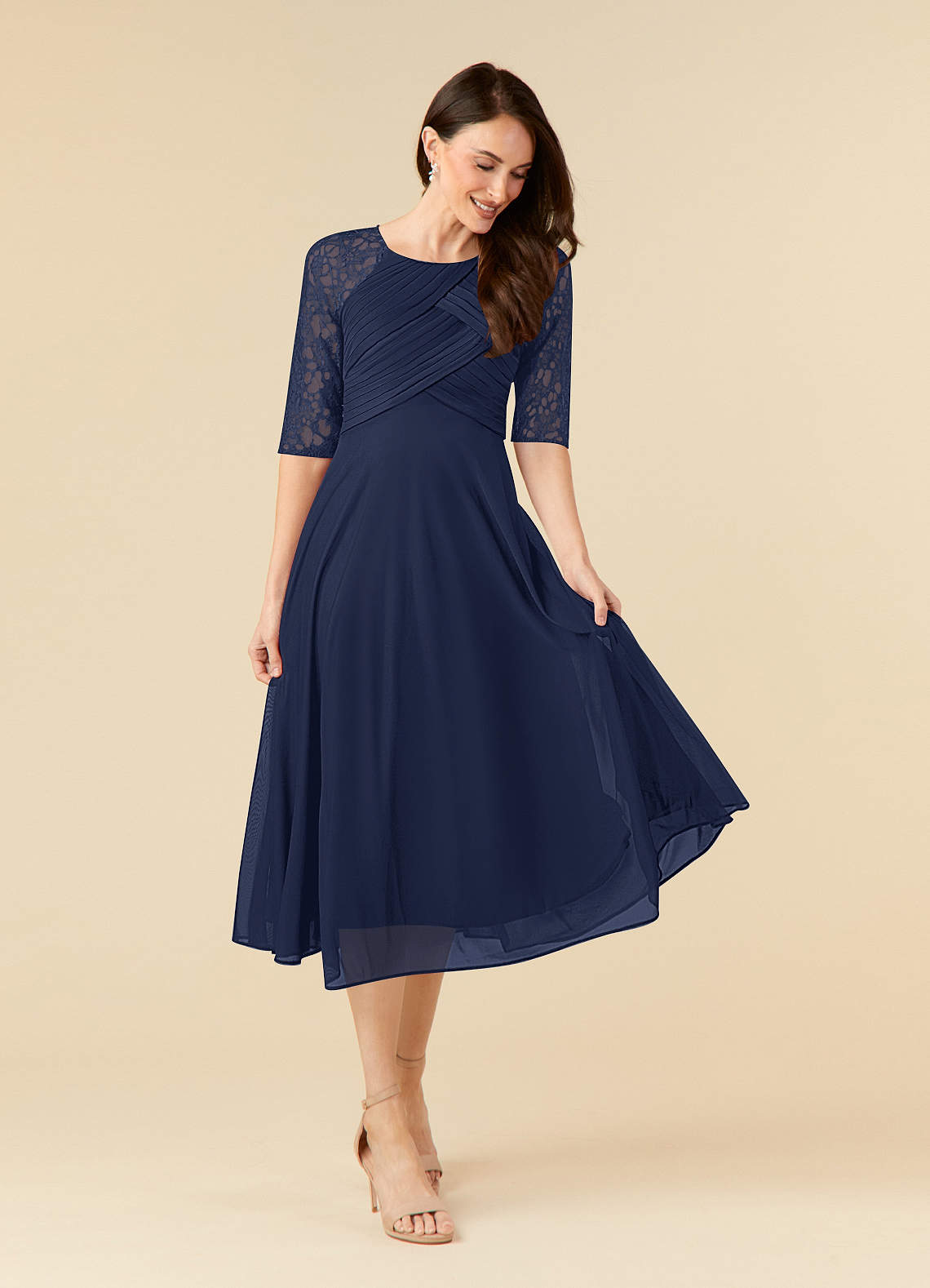 Azazie Gracelyn Mother of the Bride Dresses Dark Navy A-Line Lace Dress image1