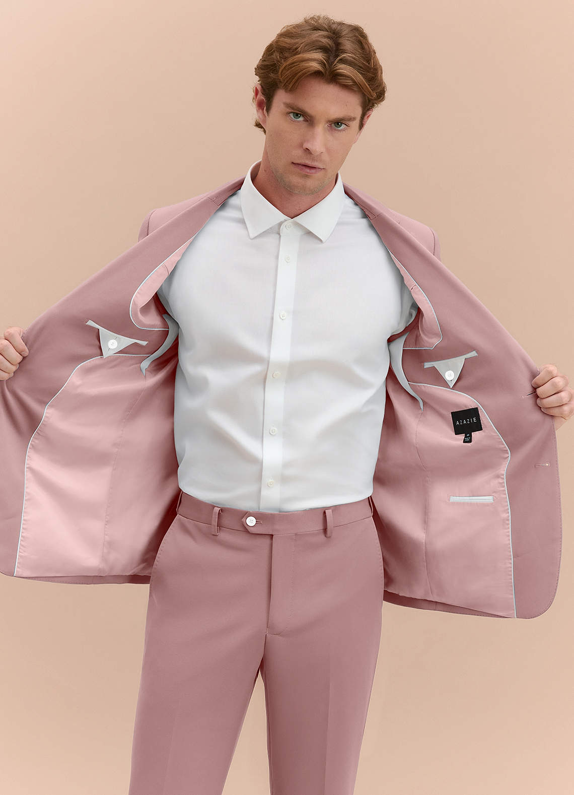 front James Dusty Rose Structured Stretch Suit Jacket