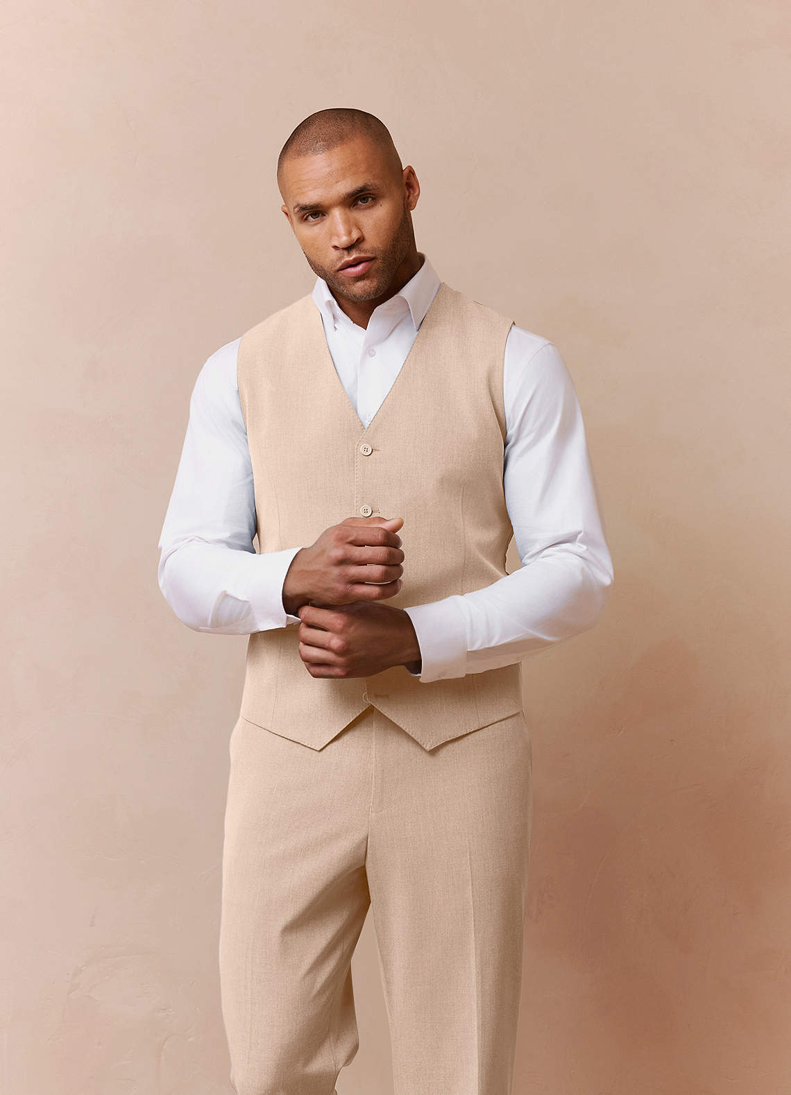 front Savile Tan Wool Blend Suit Vest