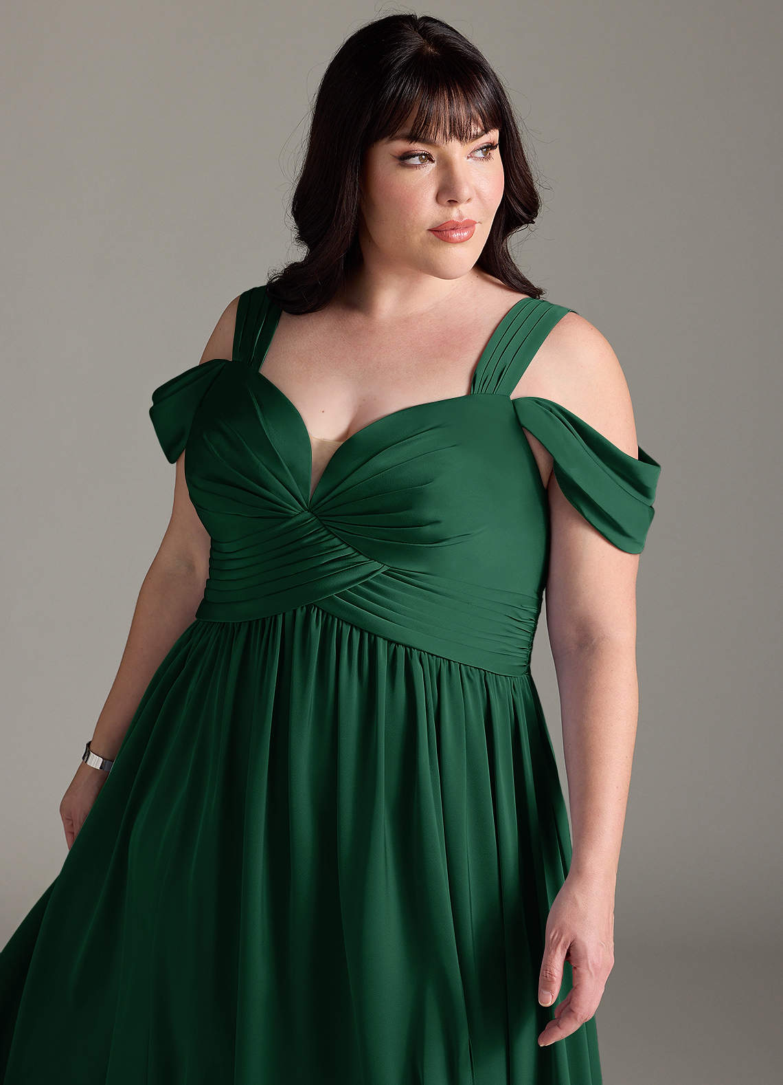 Azazie Lianne Dark Green Stretch Satin Bridesmaid Dresses | Azazie