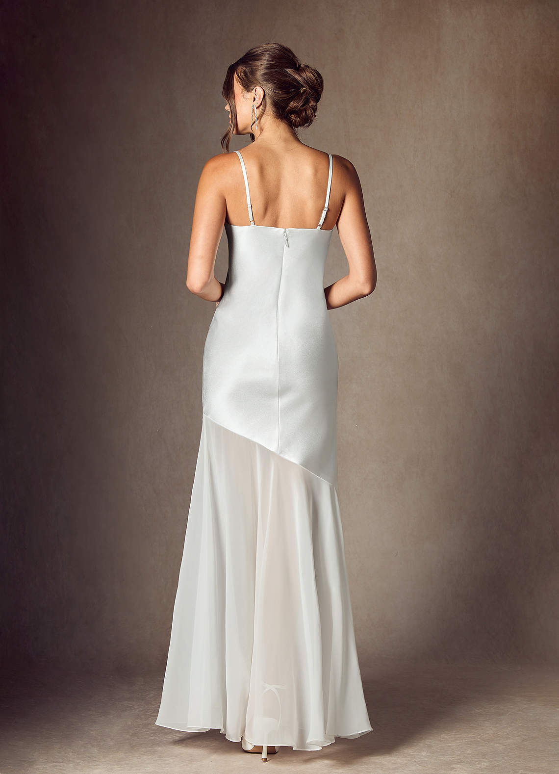 Azazie Alli Wedding Dresses Diamond White Mermaid Metallic Satin Dress image3