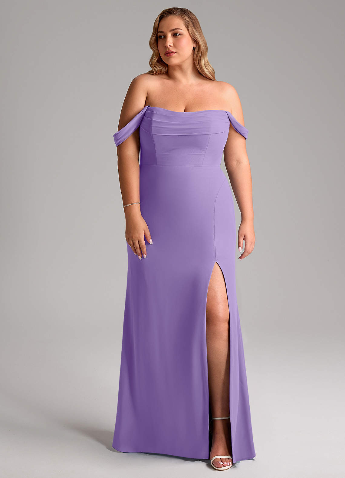 Azazie Saige Bridesmaid Dresses Tahiti A-Line Off the Shoulder Chiffon Convertible Dress image1