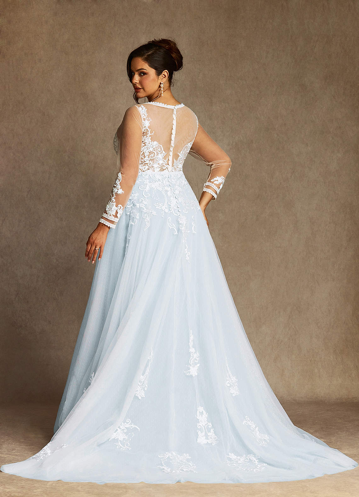 Azazie Ariya Misty Blue A-Line Lace Tulle Dress | Azazie