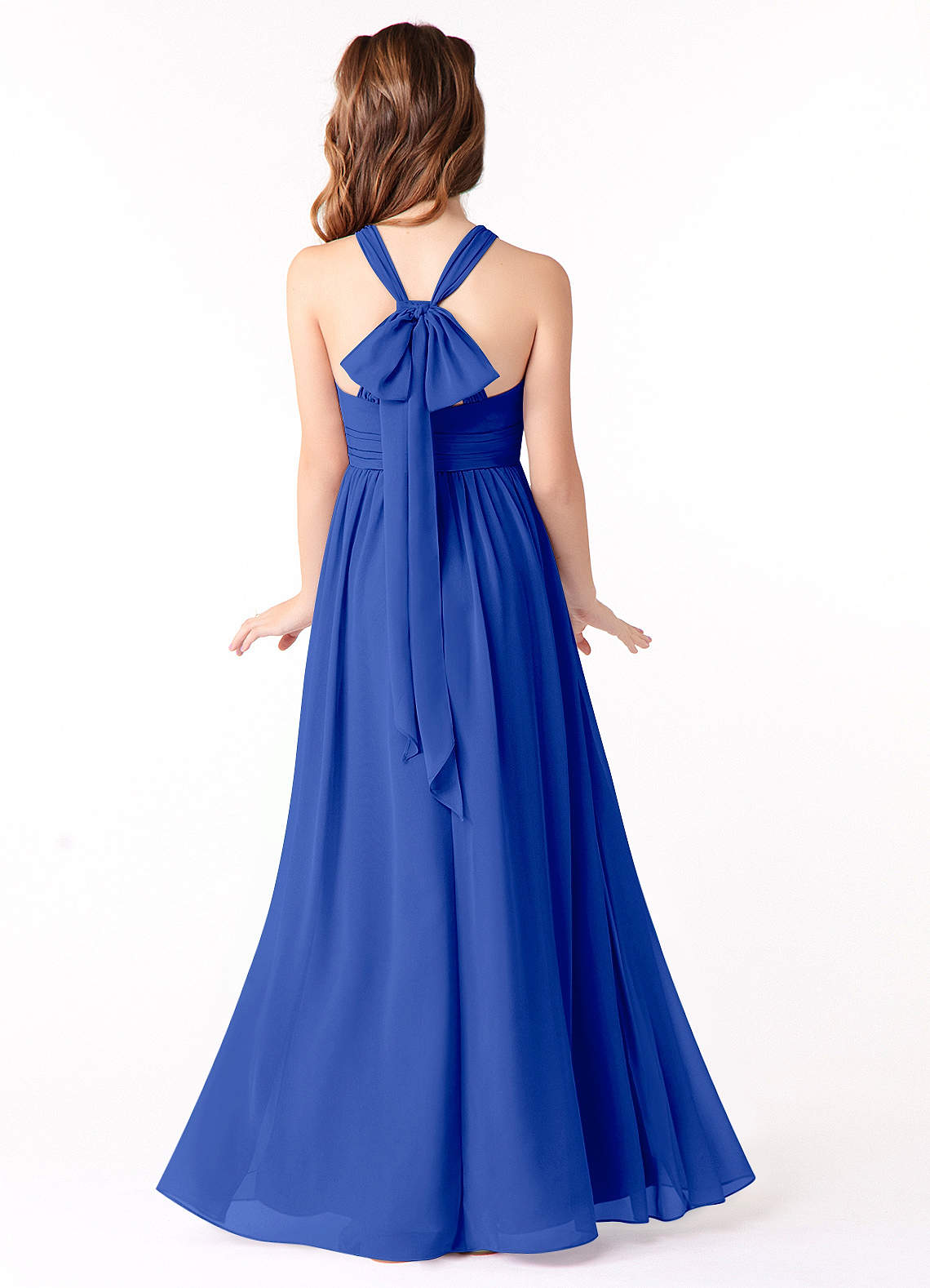 Azazie A-Line/Princess Scoop Neck Floor-Length Chiffon Junior Bridesmaid Dresses - Royal Blue