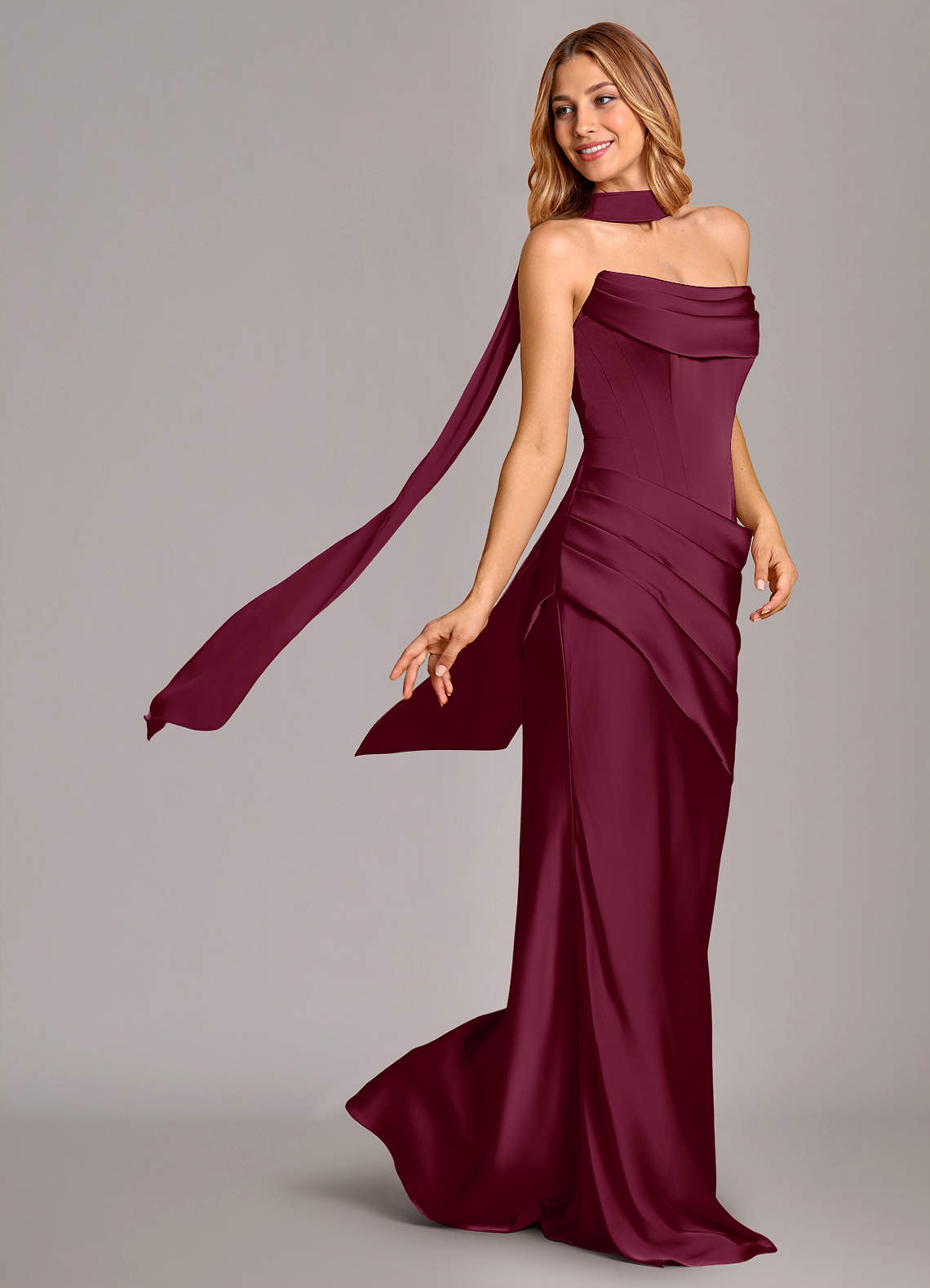 Azazie Pelagia Brudtärnklänningar Klä av Sjöjungfru i Stretch Satin Korsett Mullbär Konvertibel image1