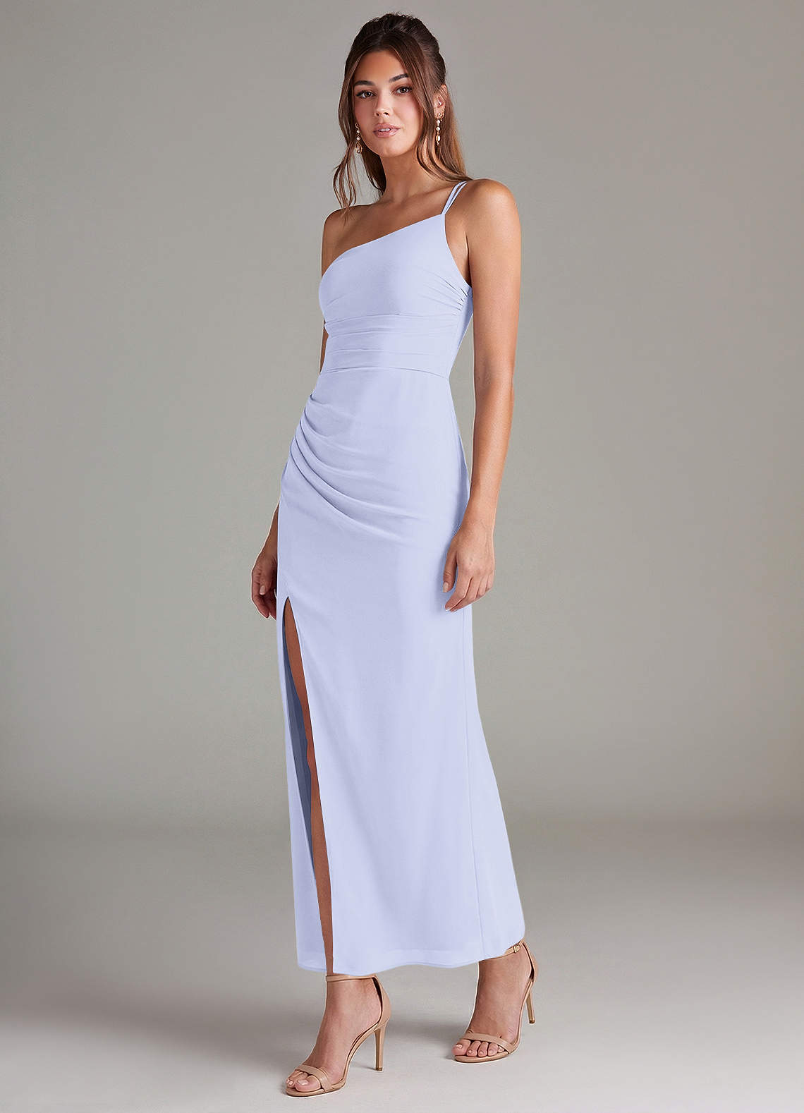 lavender one shoulder bridesmaid dresses Azazie Mermaid One-Shoulder Ankle-Length Chiffon Bridesmaid Dresses