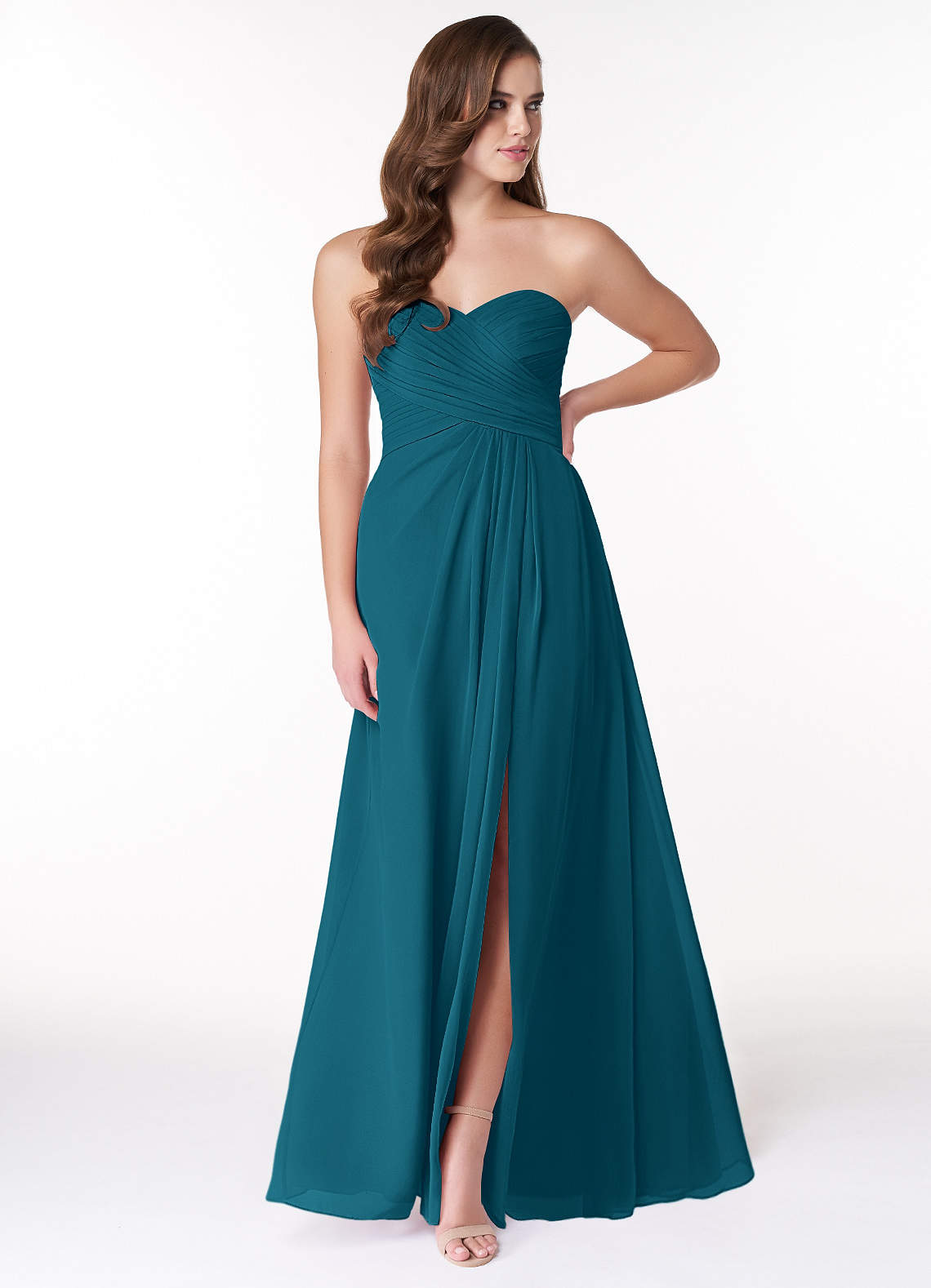 Azazie Arabella Allure Bridesmaid Dresses Ink Blue A-Line Sweetheart Neckline Chiffon Convertible Dress image1