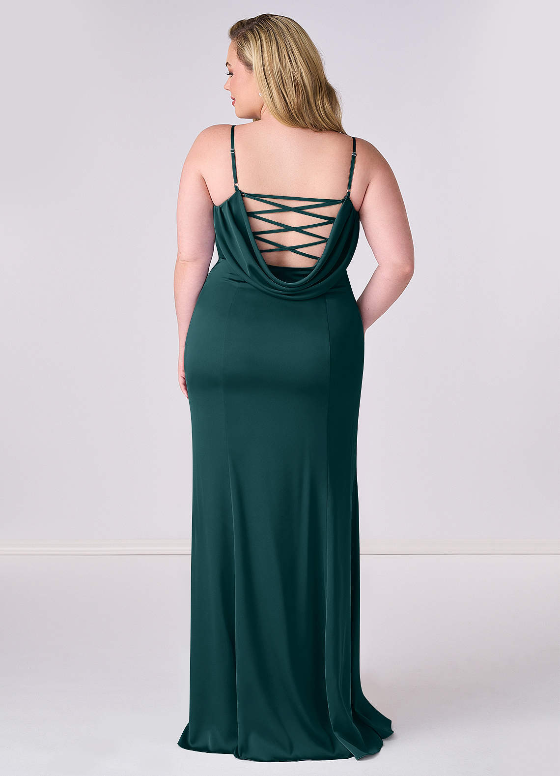 Barbie ♥ Azazie Bridesmaid Dresses Pine Mermaid Corset Stretch Satin Dress image6