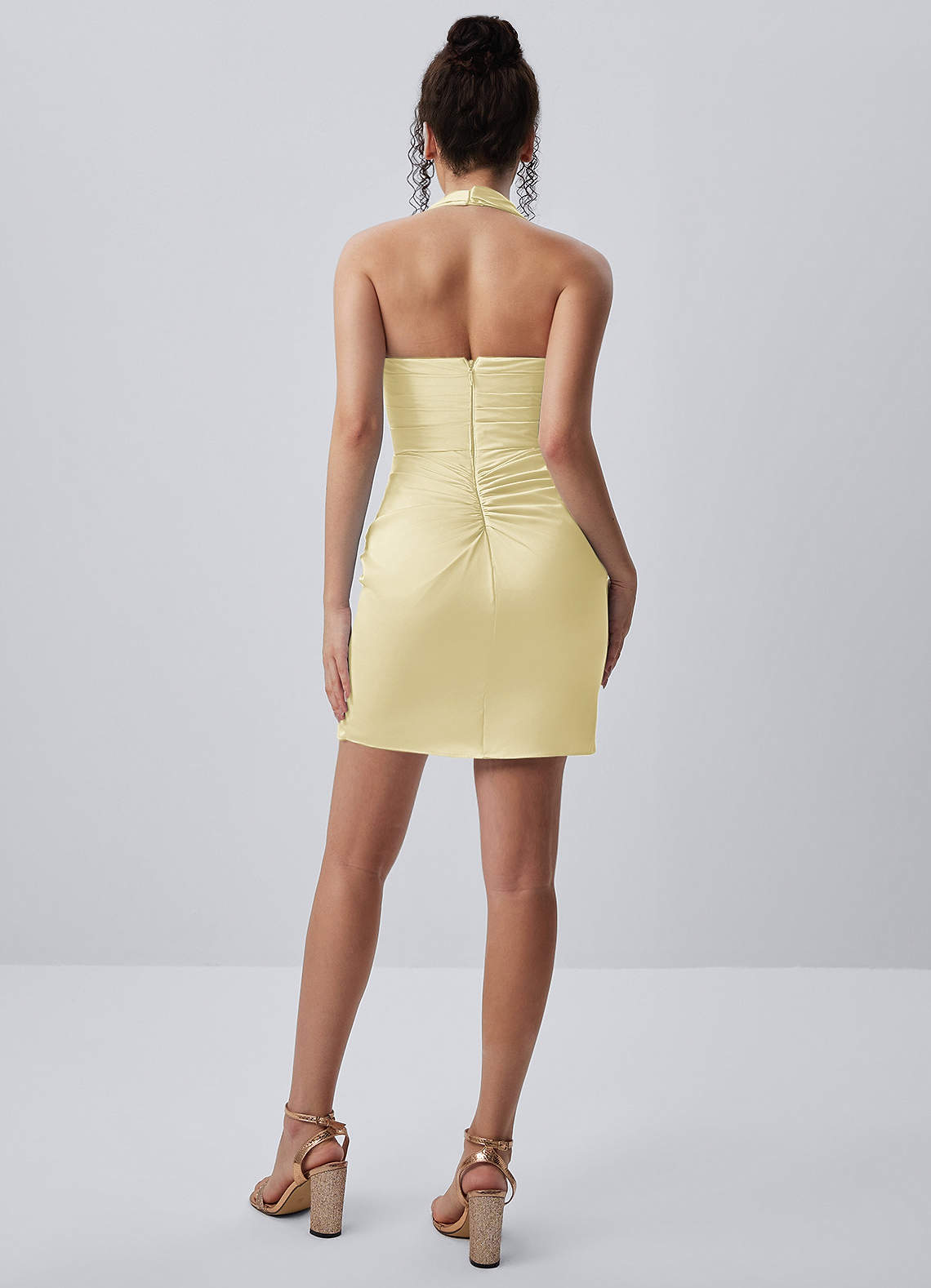 butter yellow satin mini dress Primrose Yellow Satin Off the Shoulder Mini Dress - US 4