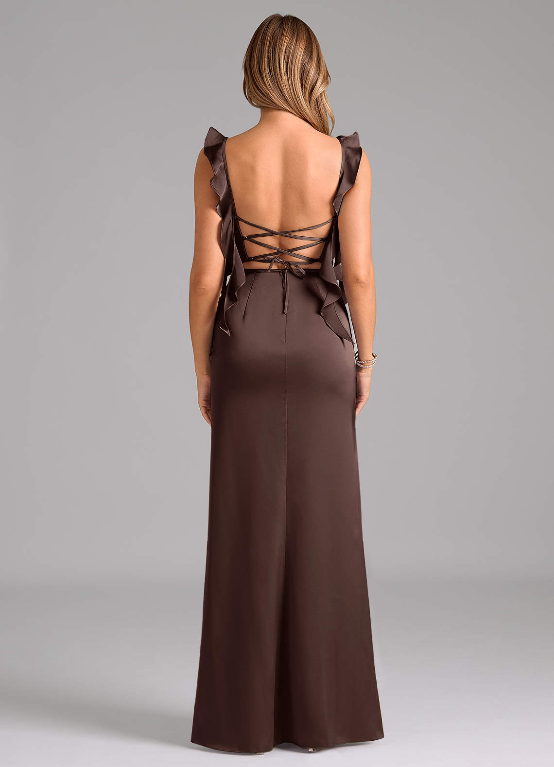 Azazie Jessamine Bridesmaid Dresses Ganache Sheath Corset Stretch Satin Dress image5