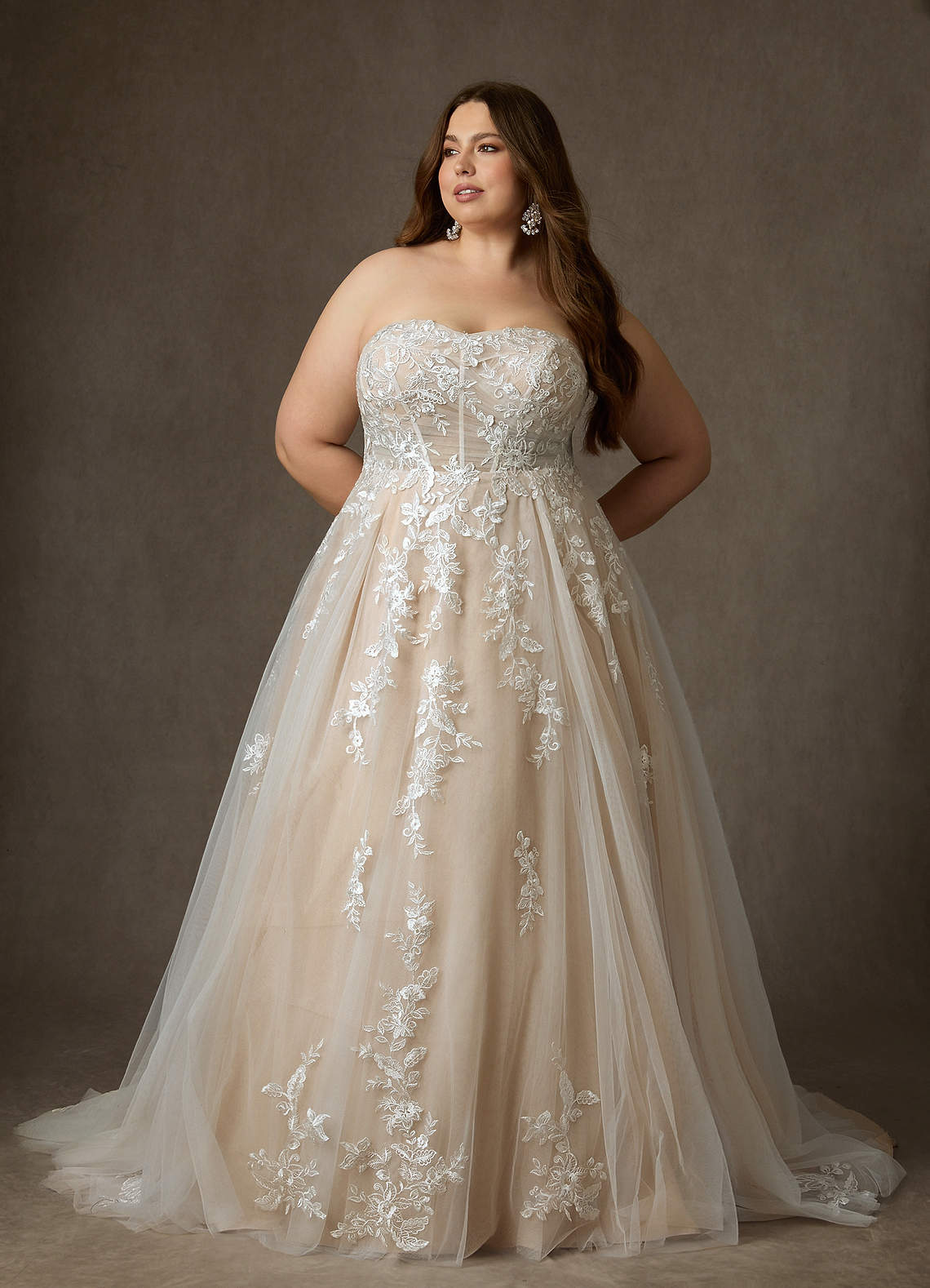 David's Bridal Plus Size Chart As Is Lace And Tulle Long Sleeve Wedding  Dress David's Bridal