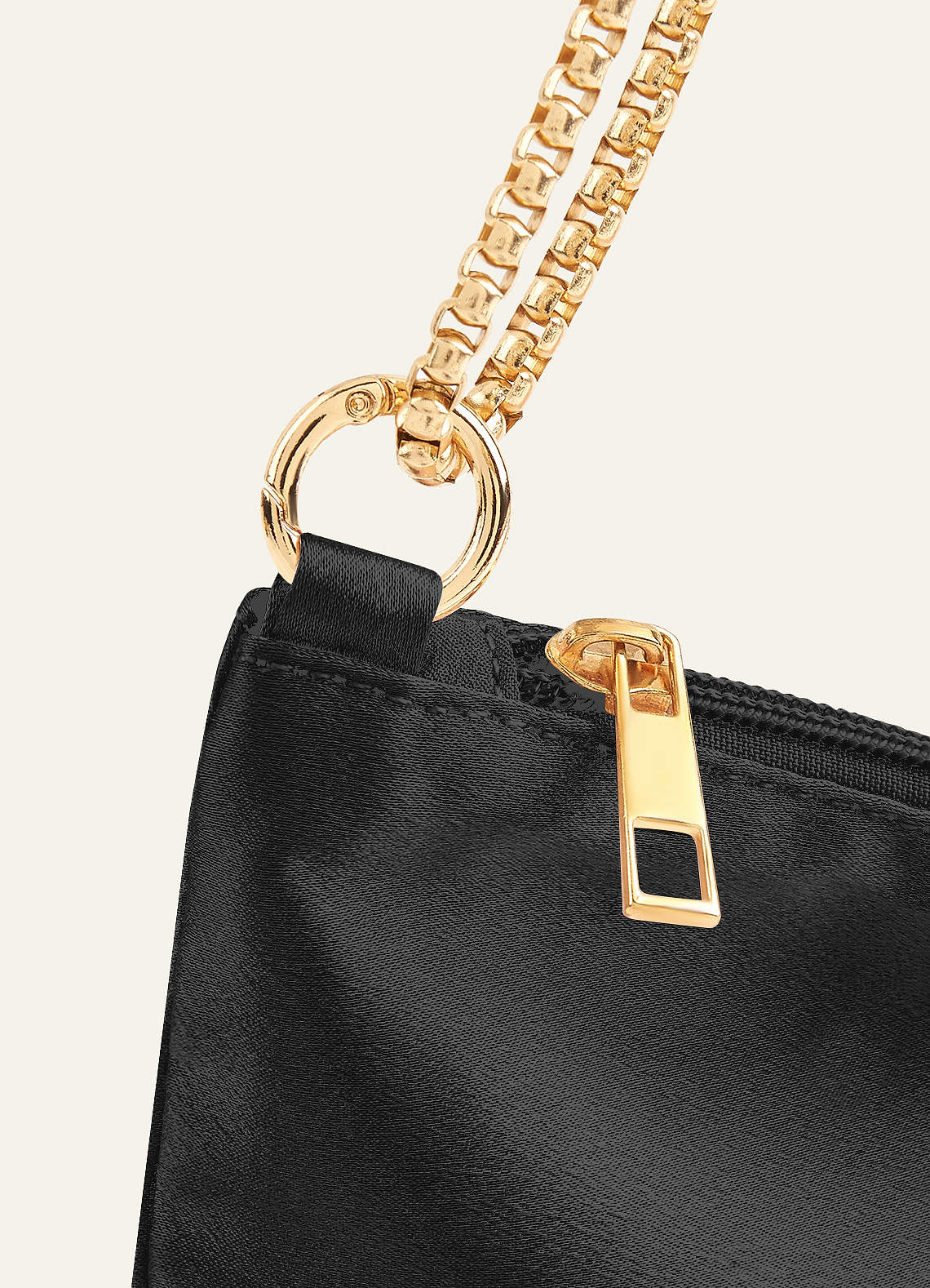 front Matching Color Metallic Satin Adjustable Shoulder Bag