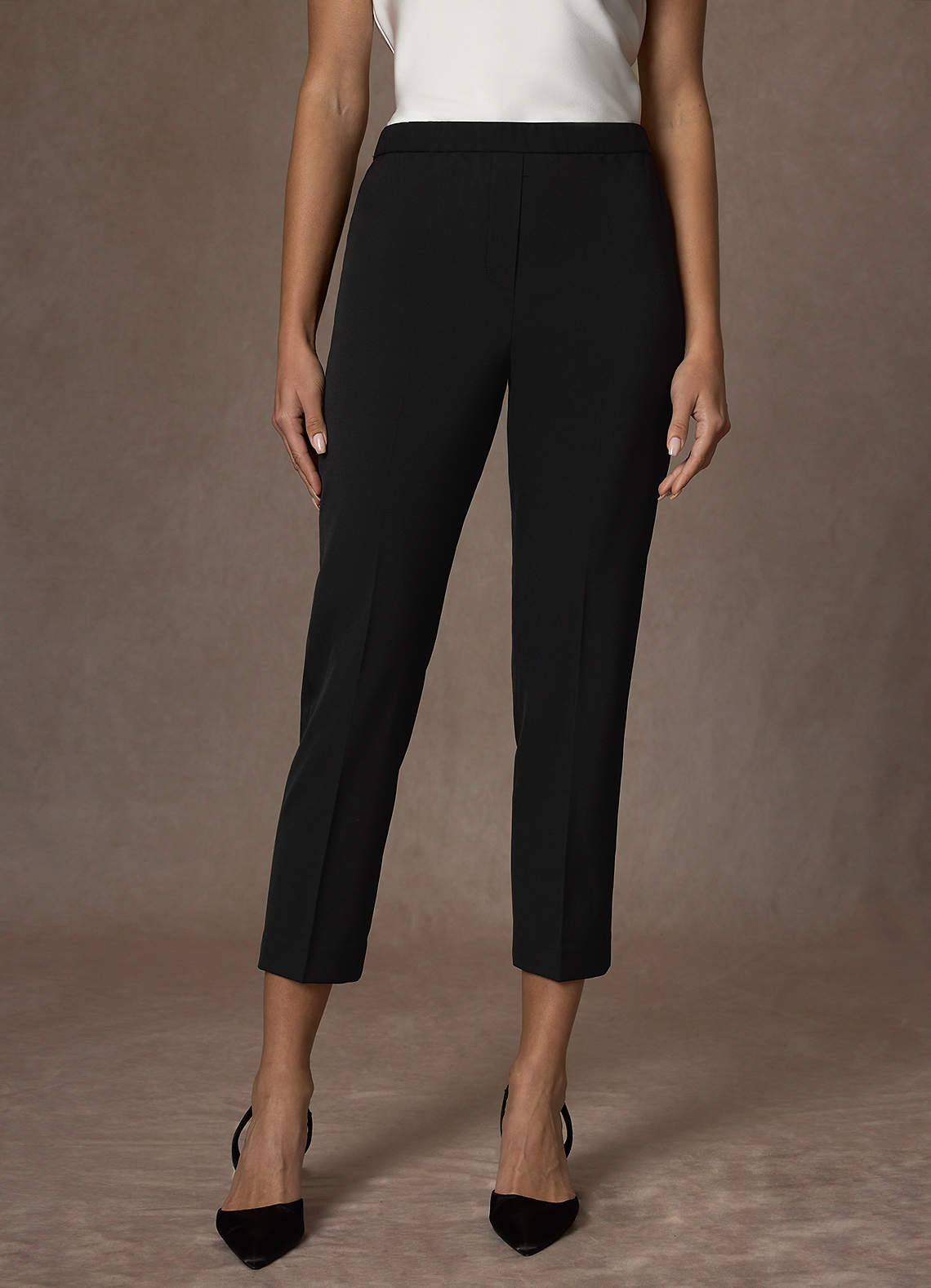 front Charlotte Black Refined Weave Pants Suit