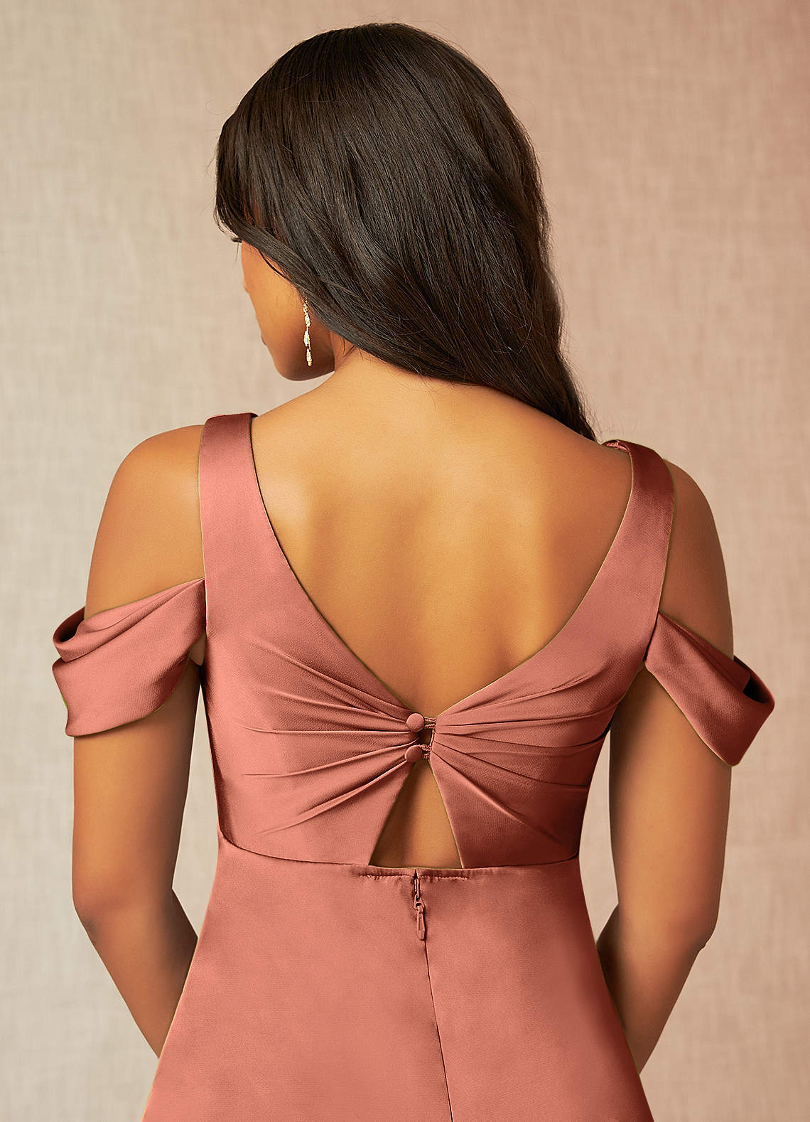 Azazie Rhea Maternity Bridesmaid Dresses A-Line Off-The-Shouler Pleated Stretch Satin Floor-Length Dress image6