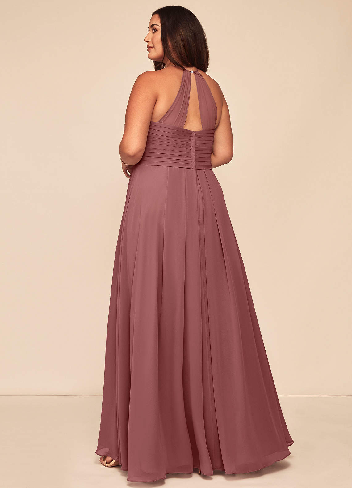 Elegant Burgundy A Line Halter Pleated Chiffon Without Sleeves Long Prom Dress, Evening Dress
