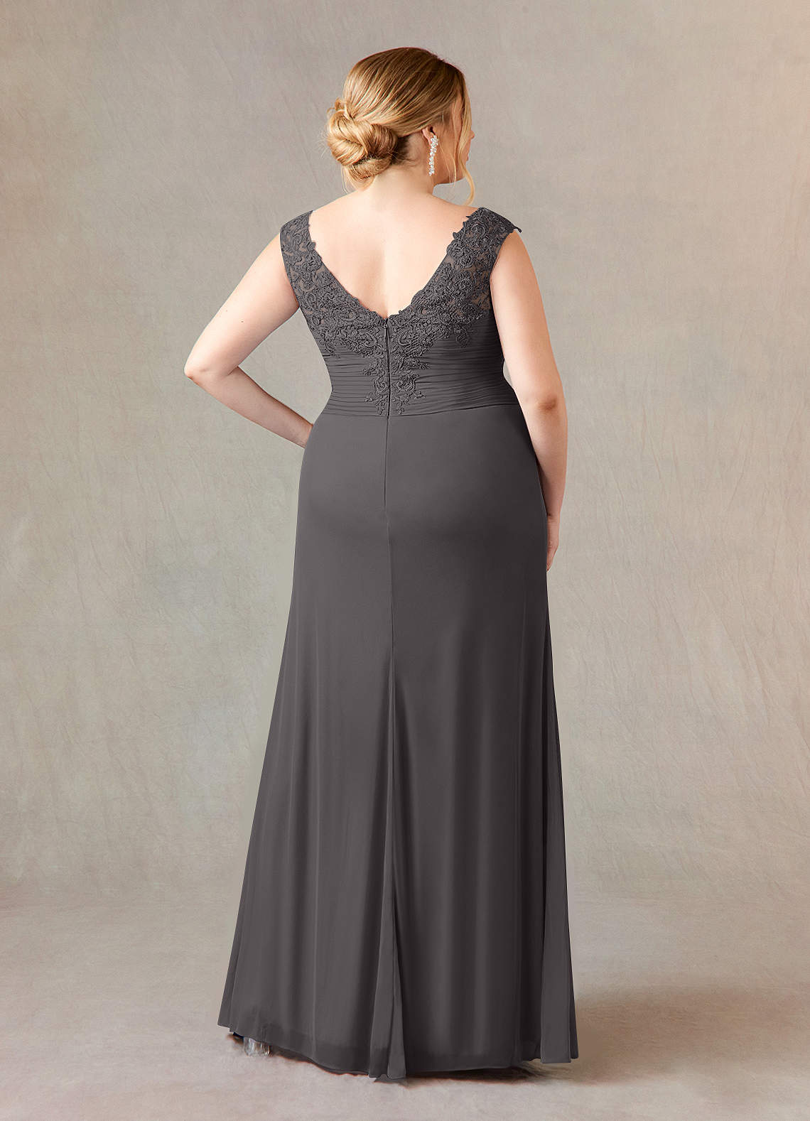 Azazie Edelin Steel Grey A-Line Sweetheart Neckline Pleated