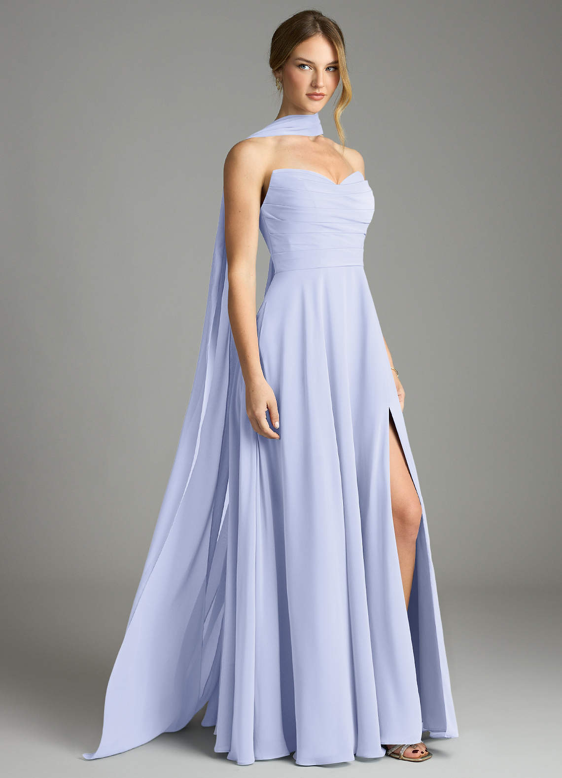 Azazie Ayla Abiti da Damigella Abito A-Line in Chiffon Scollo a Cuore Lavanda image1