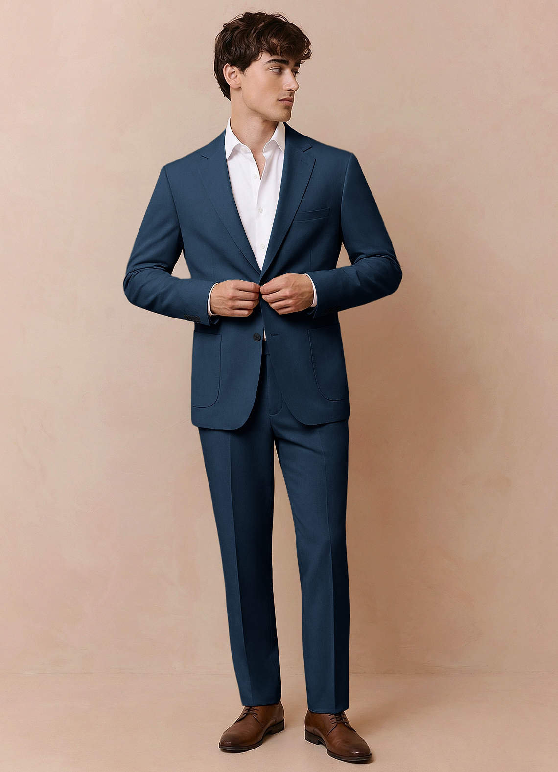 front Owen Azul Marino Oscuro Chaqueta de traje ligera a medida