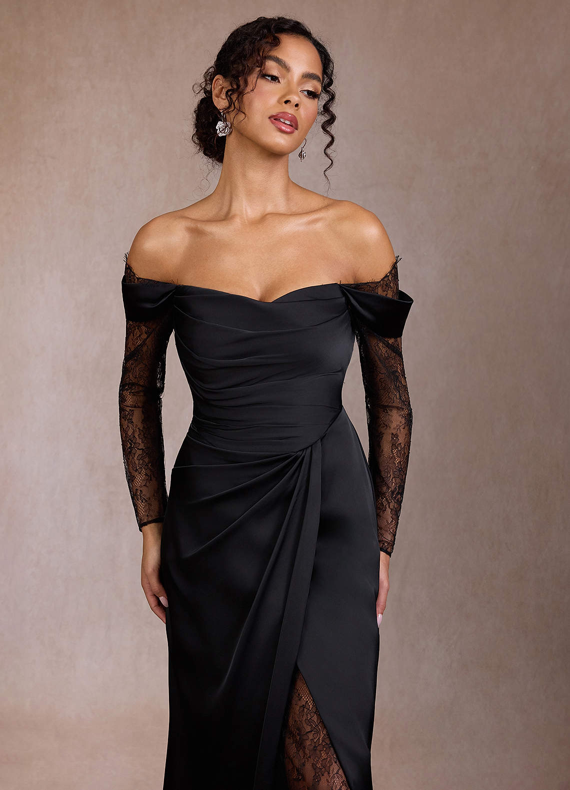 Gizela Black Lace Maxi Dress | Azazie