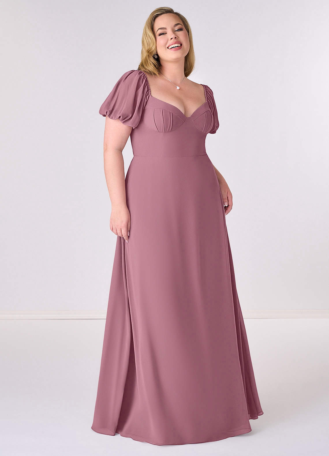 Barbie ♥ Azazie Bridesmaid Dresses Vintage Mauve A-Line Pleated Chiffon Dress image1