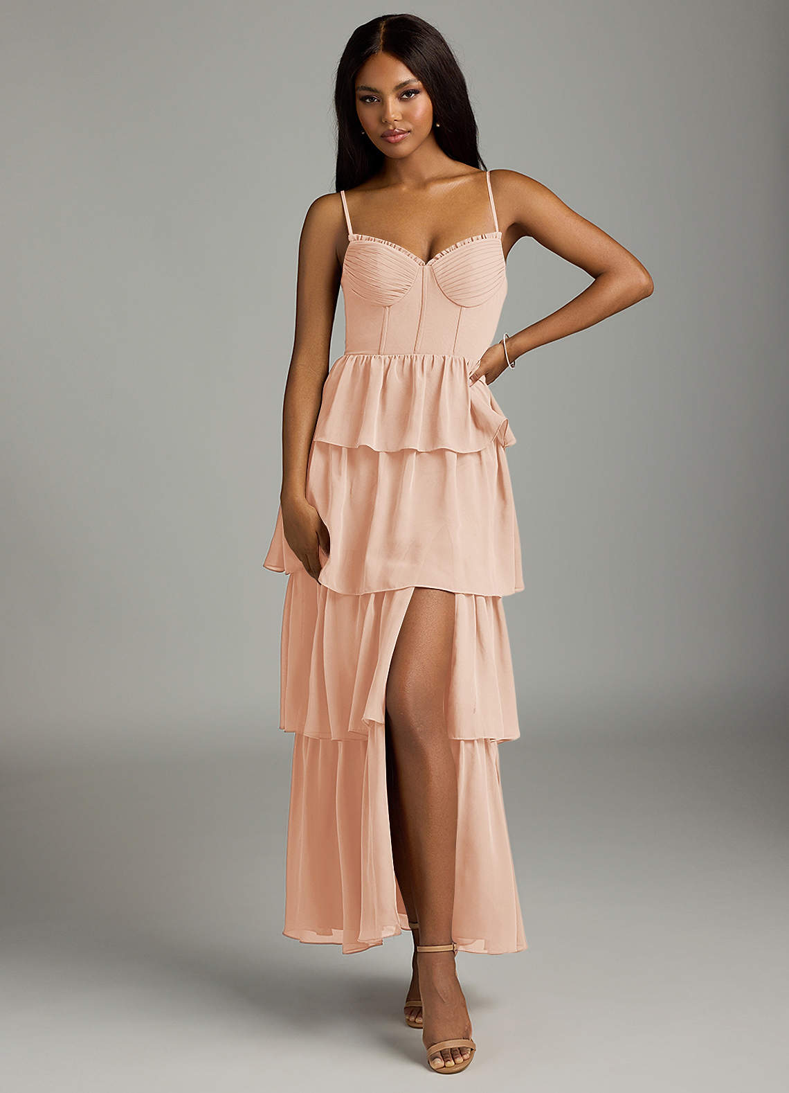 Azazie Kaiden Bridesmaid Dresses English Rose A-Line Sweetheart Neckline Chiffon Dress image1