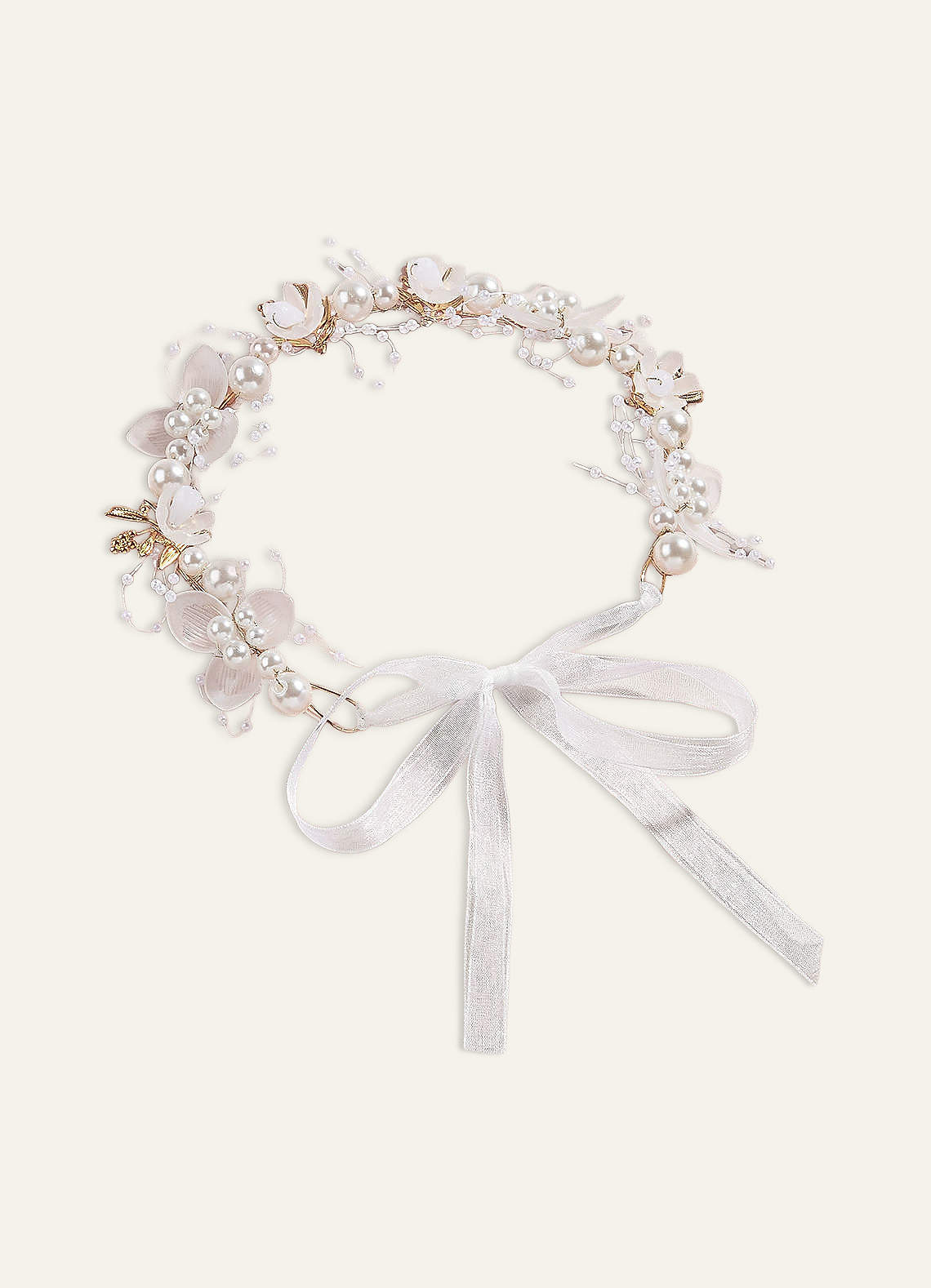 front Princess Style Floral Pearl Head Crown
