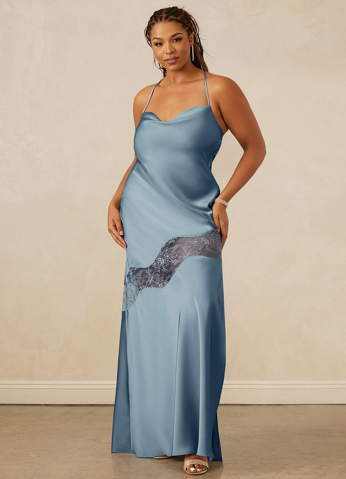 Christian Siriano Bridal for Azazie 1012 Bridesmaid Dresses Chantilly Lace Cut Out Stretch Satin Slip Dress image9
