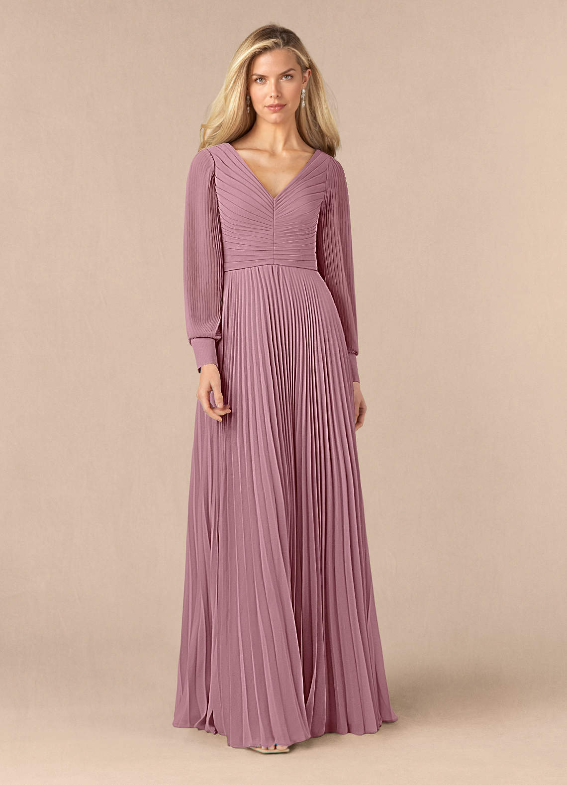 Azazie Zina Mother of the Bride Dresses Vintage Mauve A-Line Pleated Chiffon Dress image1