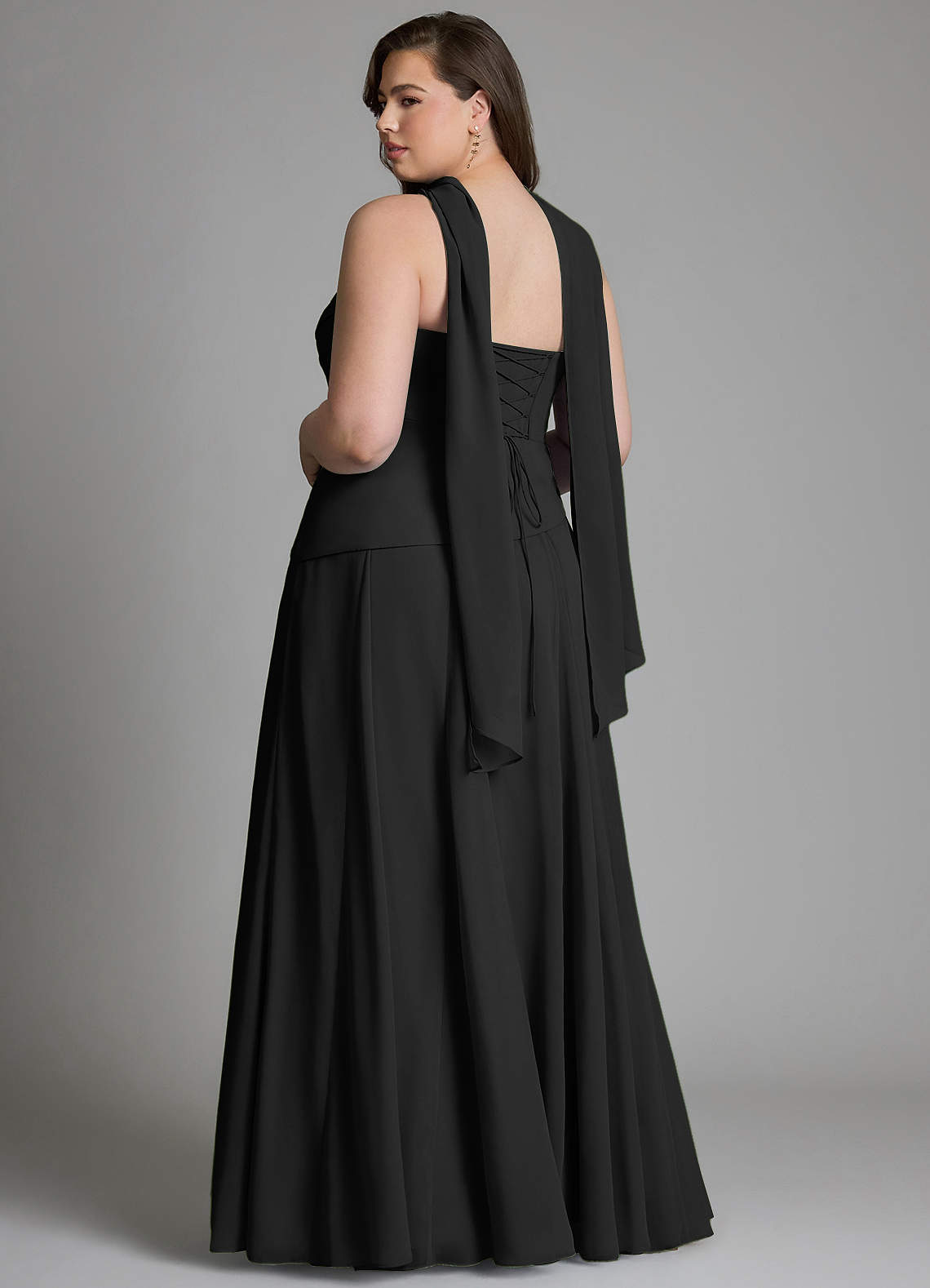 Azazie Gabriela Bridesmaid Dresses Black A-Line Corset Chiffon Dress image13